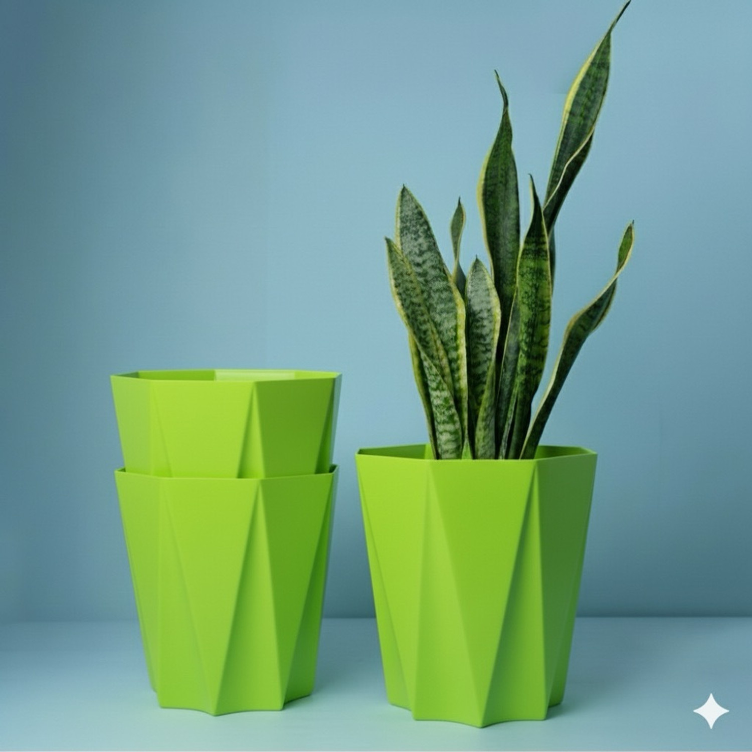 Image of UBBISKART 10 Inch dyna pot (GREEN ,3PCS) Flower Pot for Home, Indoor & Outdoor Gamla Plant Container Set