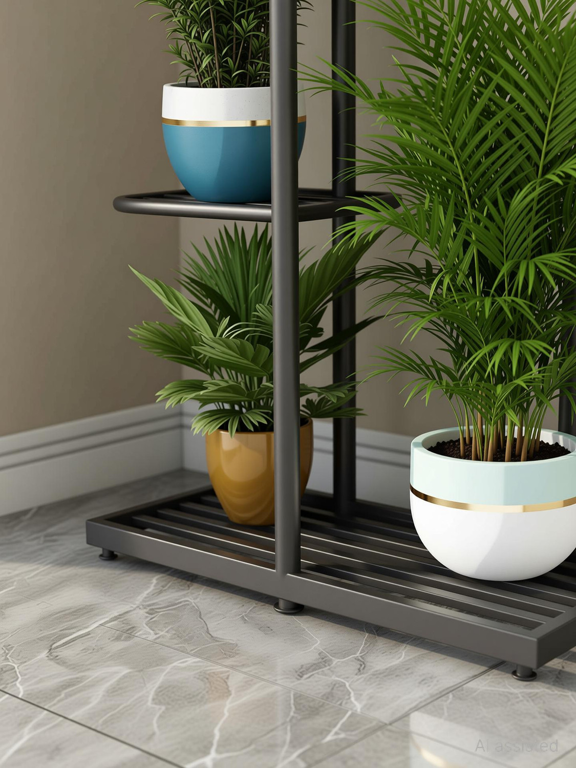 Image of Wudan Haat 6-Tier Plant Stand for Indoor and Outdoor, Metal Flower Pot Rack for Balcony Plant Container Set