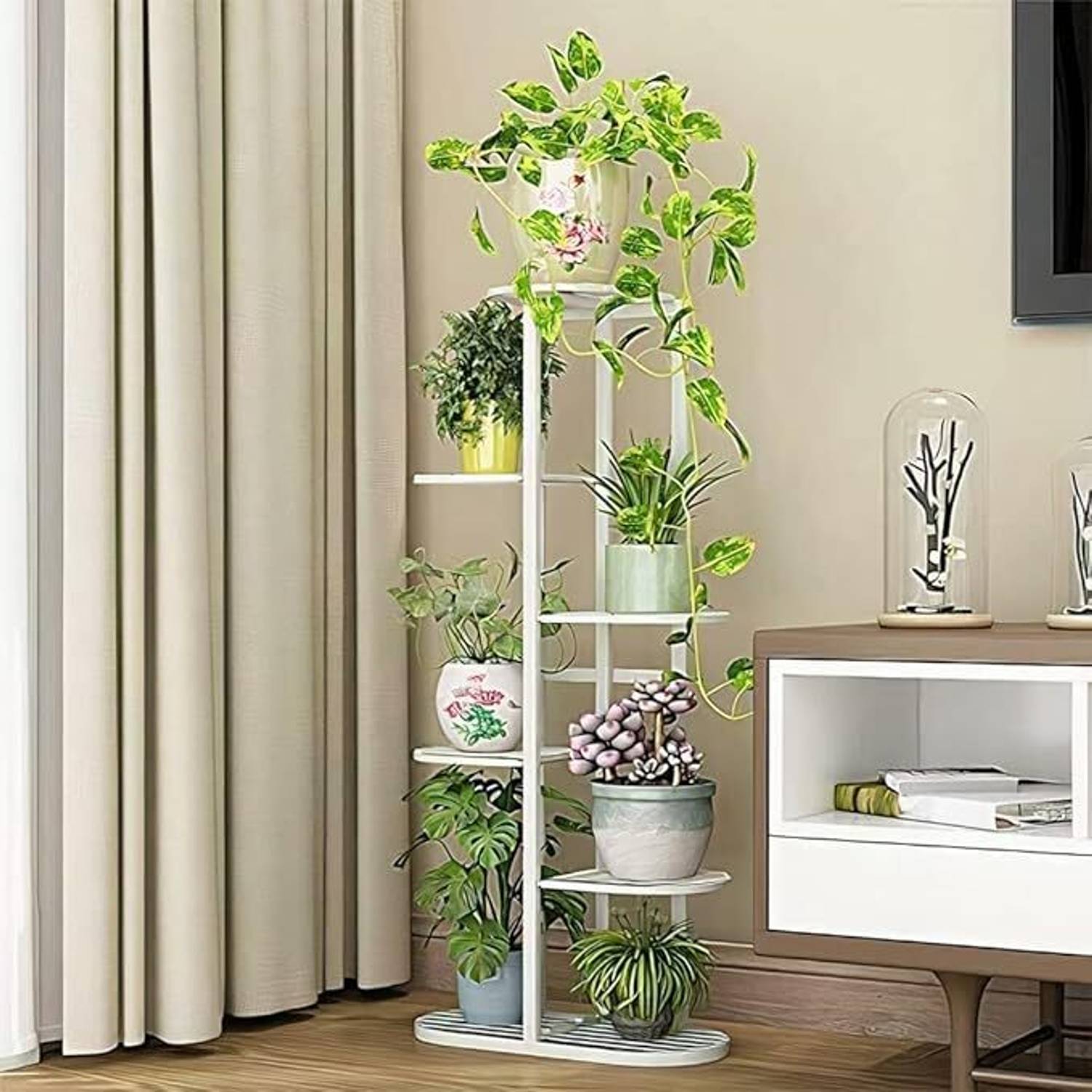SMART 6 Tier 7 Potted Metal Pot Stand White - Image 2