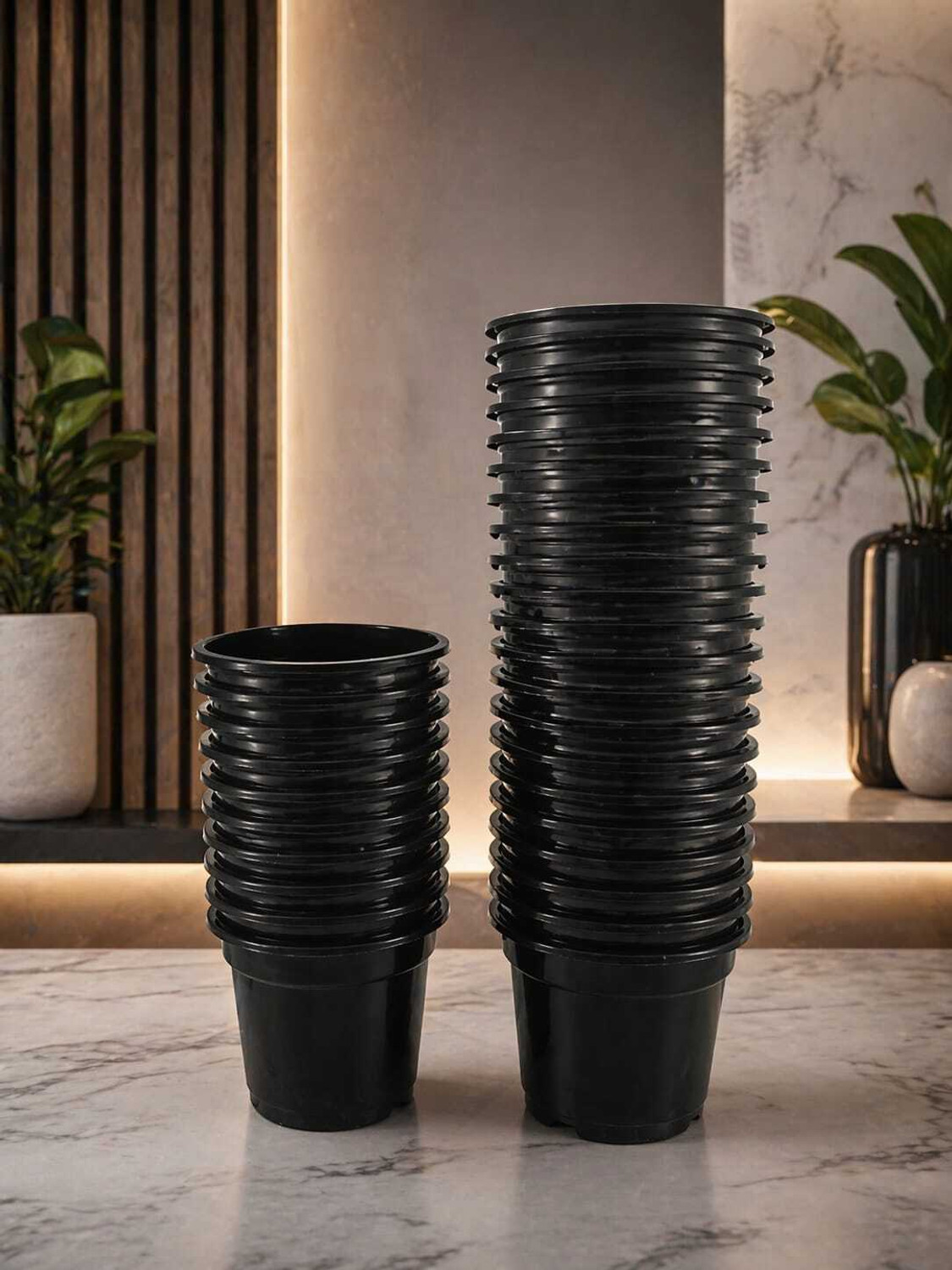 Image of Varshney Gardening 4 inch black plant pot pots for plants nursery pots Plant Container Set
