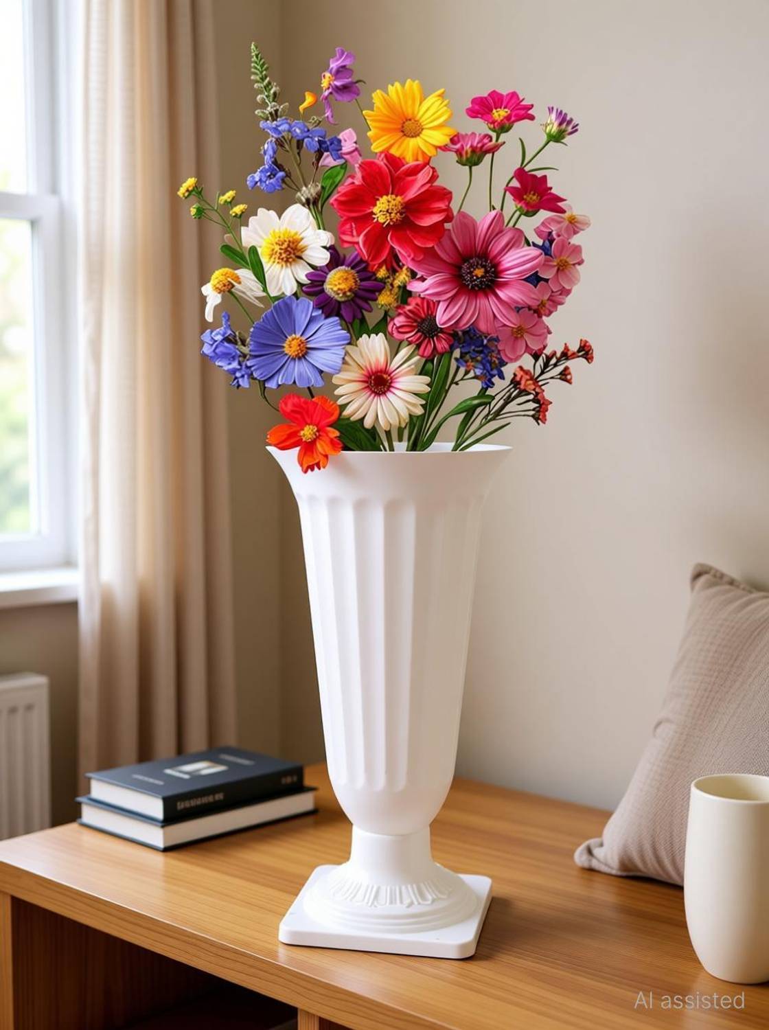 Garden's Need 17-Inch White Color Trumpet Shape Plastic Frooti
