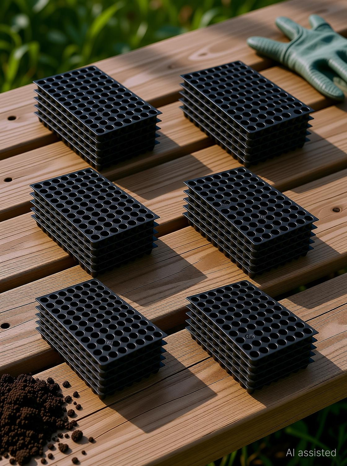 Image of HALSEY 104 holes Cavities Tray,Nursery Trays for Plants,Germination Trays for Seedling Plant Container Set