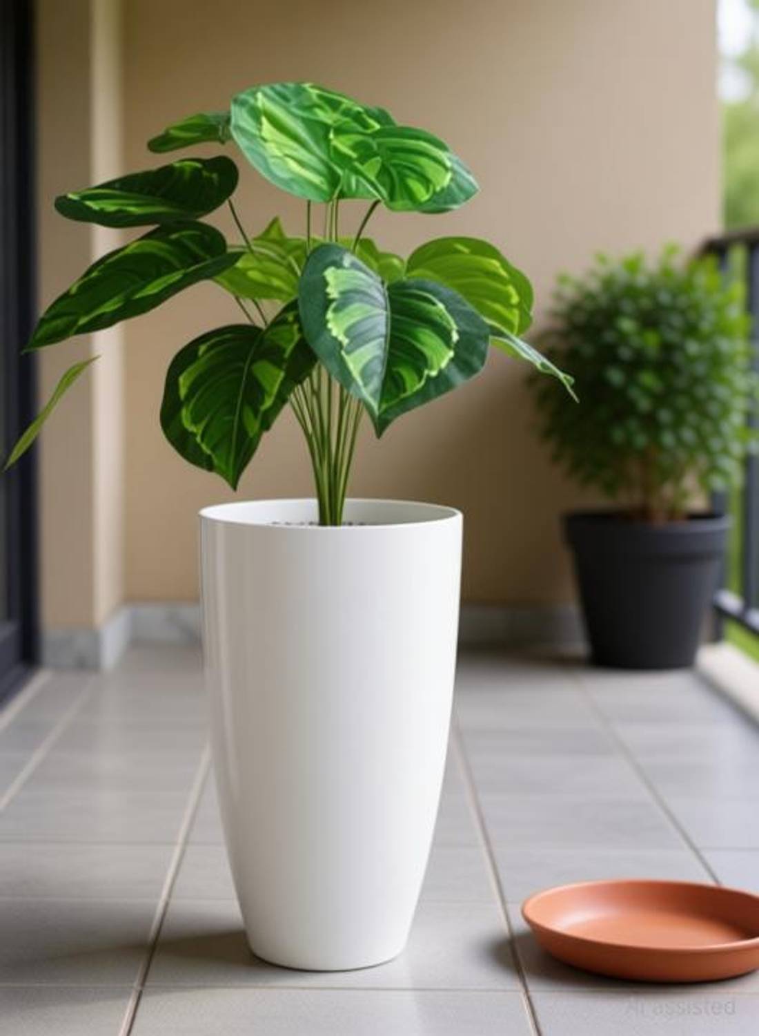 Atharvaplants Tower Planter - 14 Inch Tall Fiber Tower Pot, Durable, Lightweight Planter Plant Container Set
