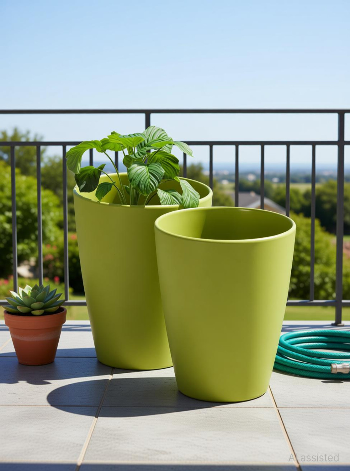 Image of fantabo green tower 2 pis 13 inch Plant Container Set