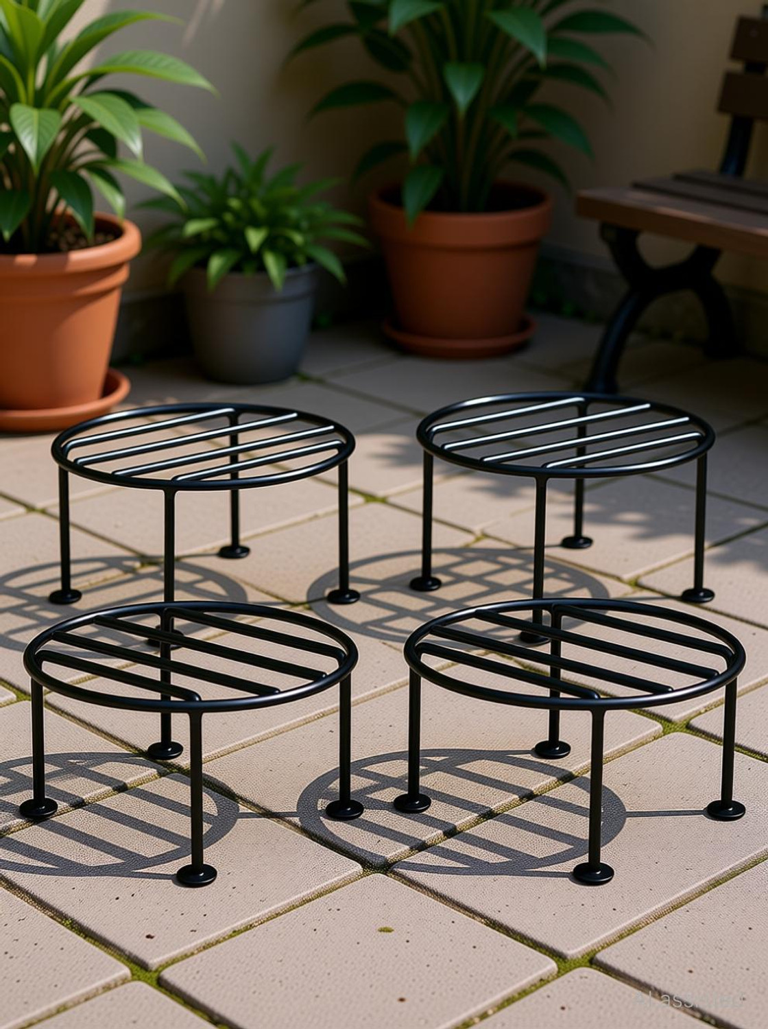 Image of Sapna Enterprises Anti Rust Flower Pot Stand for Indoor & Outdoor, Gamla Stand, Flower Pot Holder Plant Container Set