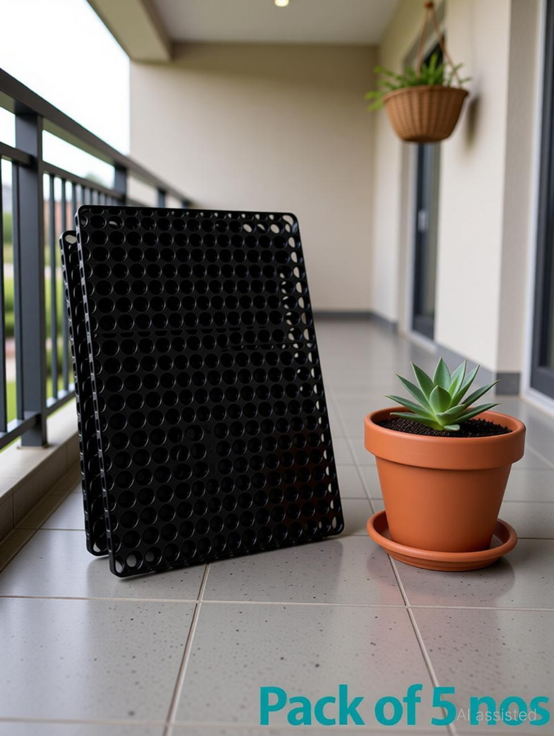 Image of MASHKI Plastic Drain Cell Mat for Grass, Lawn Plant Container Set Plant Container Set