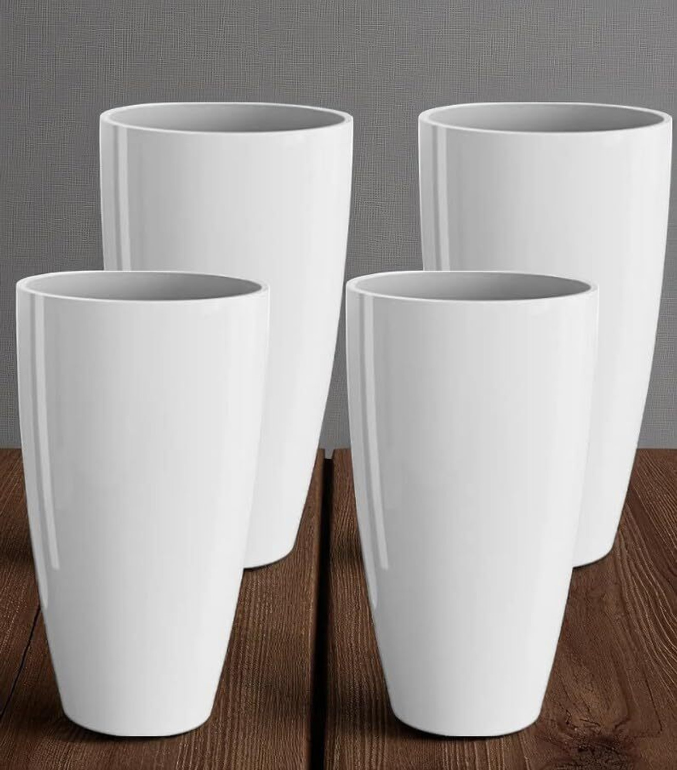 Image of Gamla Factory HOUSEWARE CLASSICAL Plastic Tower Pot 8.5 inch White Color Flower Pot Plant Pots Plant Container Set