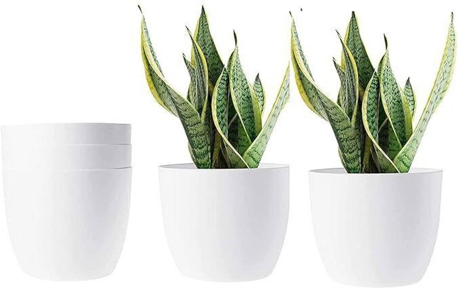 Bluevista White 5 inch Eco Friendly Plastic Pots For Indoor And Balcony Gardening Décor Plant Container Set