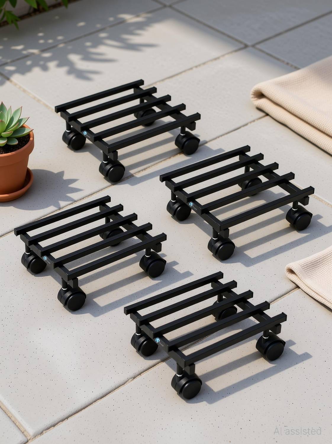 Alaxi Plant Stand with Wheels for Plant Pots(Indoor and Outdoor) Plant Container Set