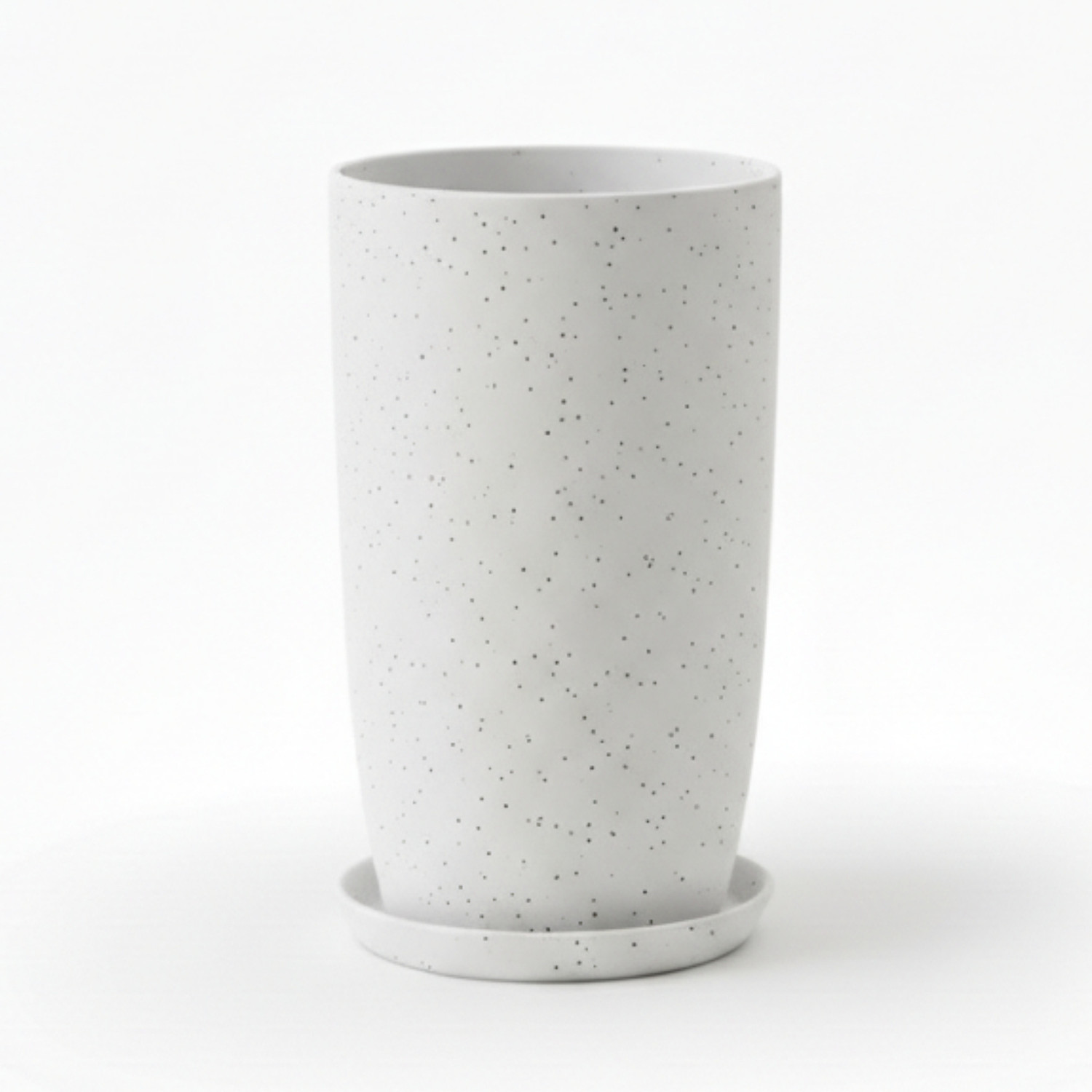 Image of Kraft Seeds 18 Inch White Qutub Planter for Living Room - 1 Pc with Bottom Plate Plant Container Set
