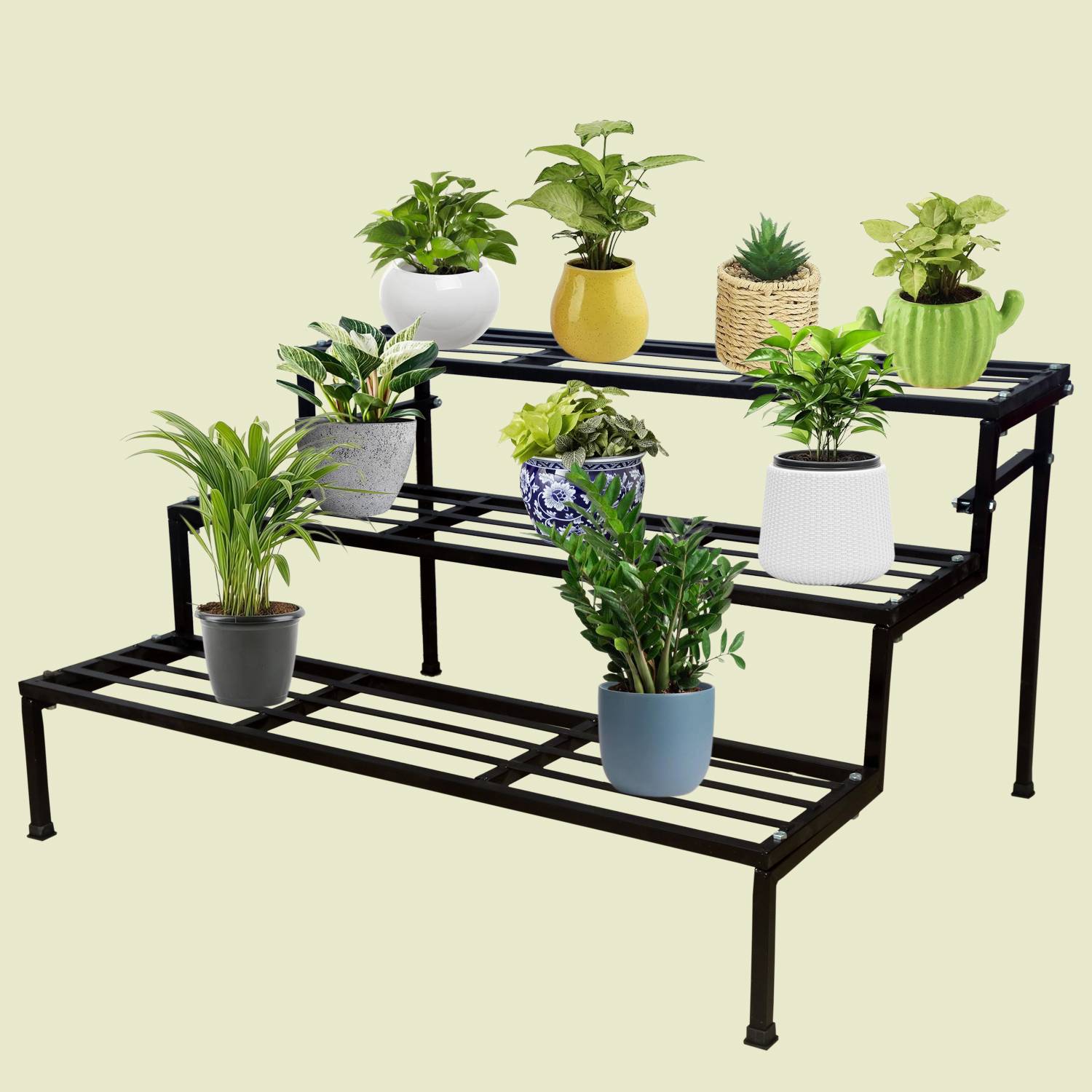 VINAMRA28 3 Step Stand for Multiple use and Planters Stand,Black