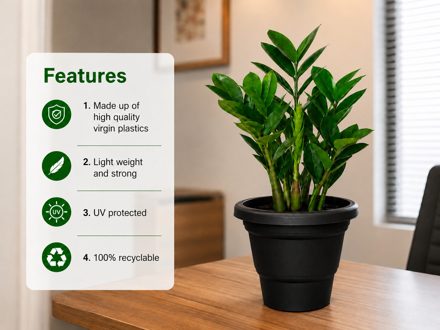 Image of Bioworth Garden pot | 12 inch | Black colour | Indoor and Outdoor use Plant Container Set