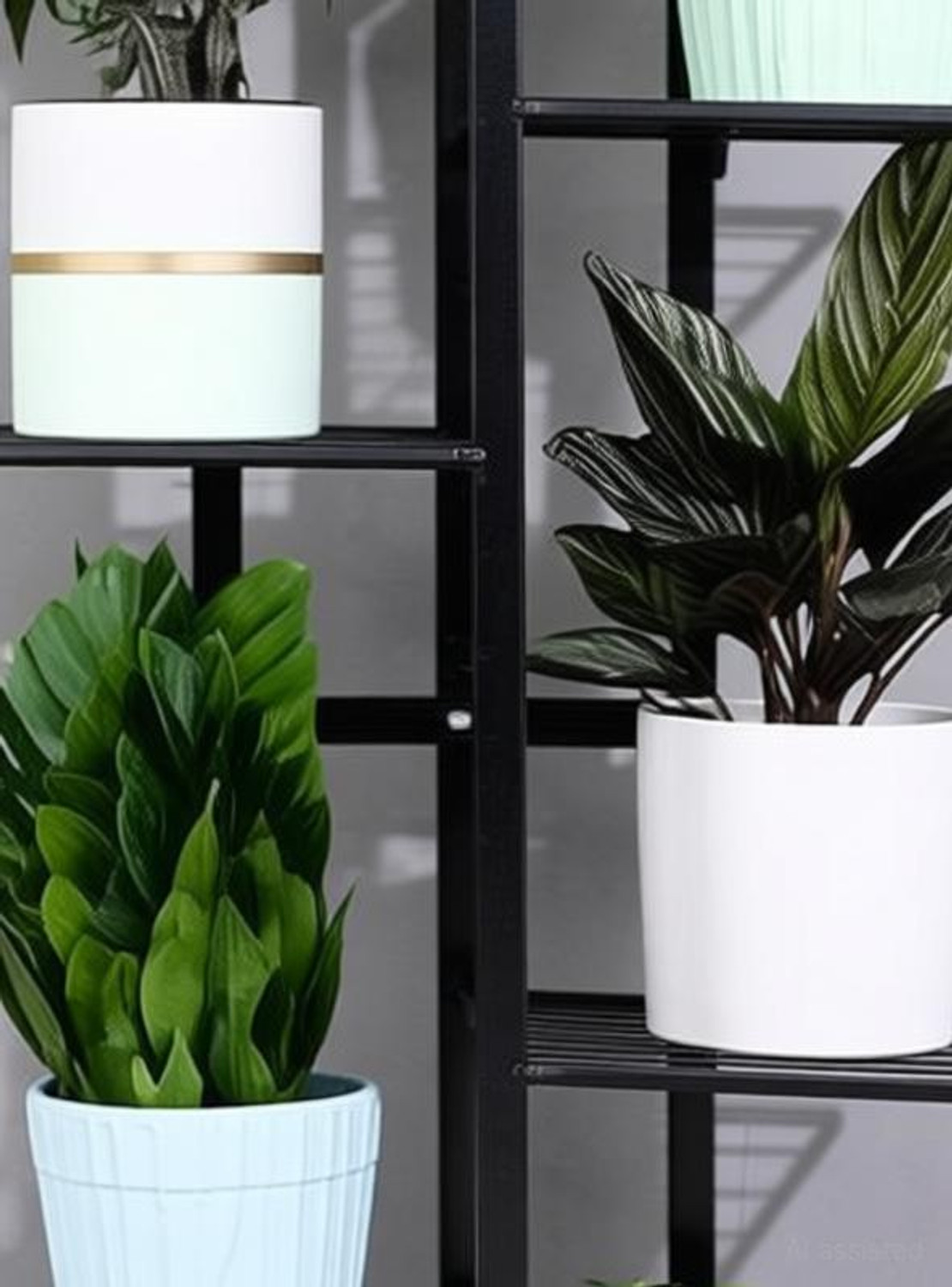 Image of Apl Crafts 7 Tiers Iron Metal Plant Flower Stand,Flower Pot Shelf Rack Plant Container Set
