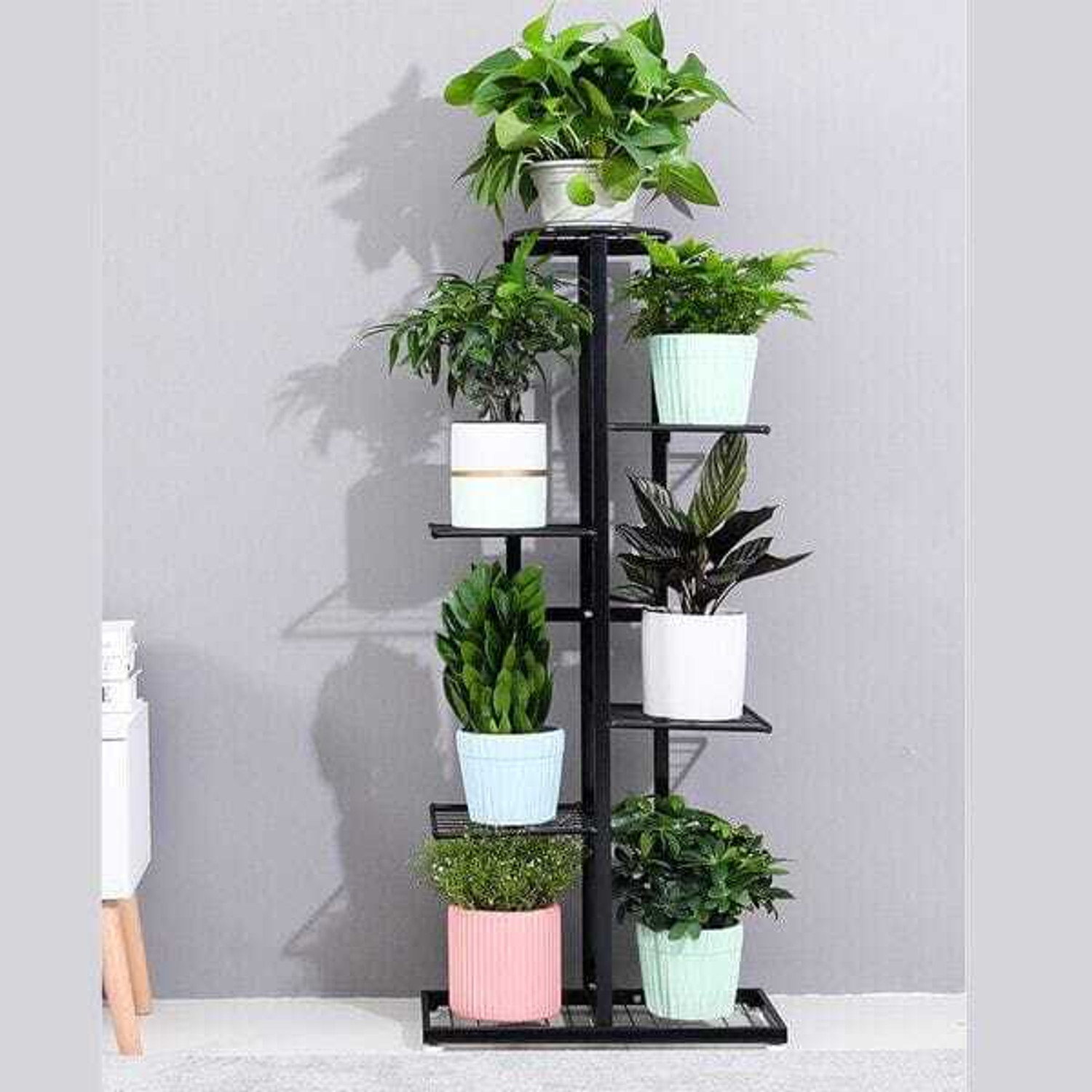 Image of Apl Crafts 7 Tiers Iron Metal Plant Flower Stand,Flower Pot Shelf Rack Plant Container Set