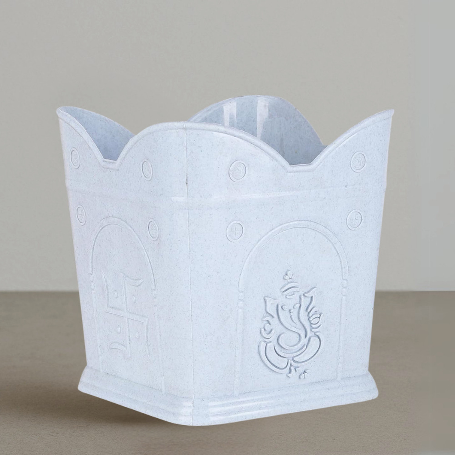 Image of Kraft Seeds Elegant White Sattva Tulsi Pot - 12Inch Plant Container Set (Plastic)