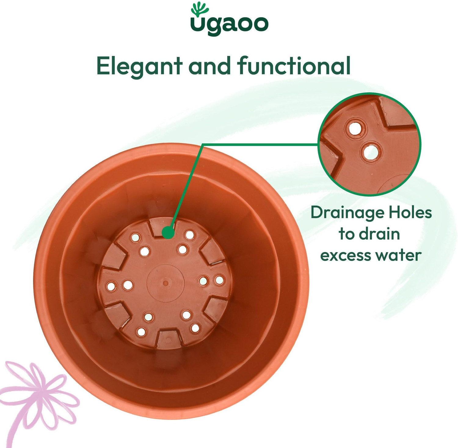 Image of UGAOO UV Treated Gardening Pots for Indoor & Outdoor Plants- 8 inch Set of 12 Plant Container Set