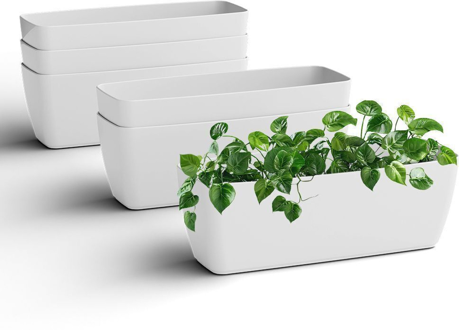 Image of Yuccabe Italia SHERA CABI 16 Inch Flower Tray Planter | Unbreakable Indoor & Outdoor Pots Plant Container Set
