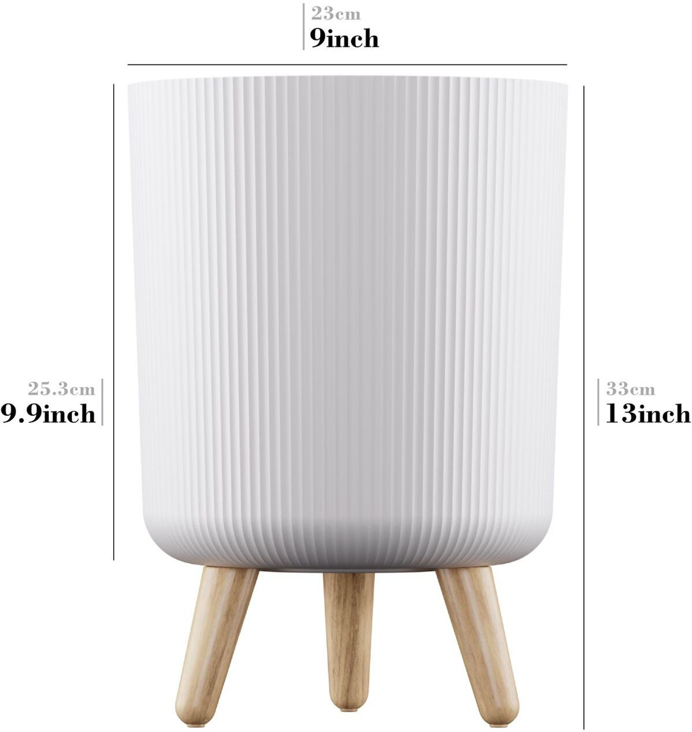 Image of Radhe Mart Pack of 2 Modern White Plastic Plant Pot with Wooden Legs, Plastic Vase