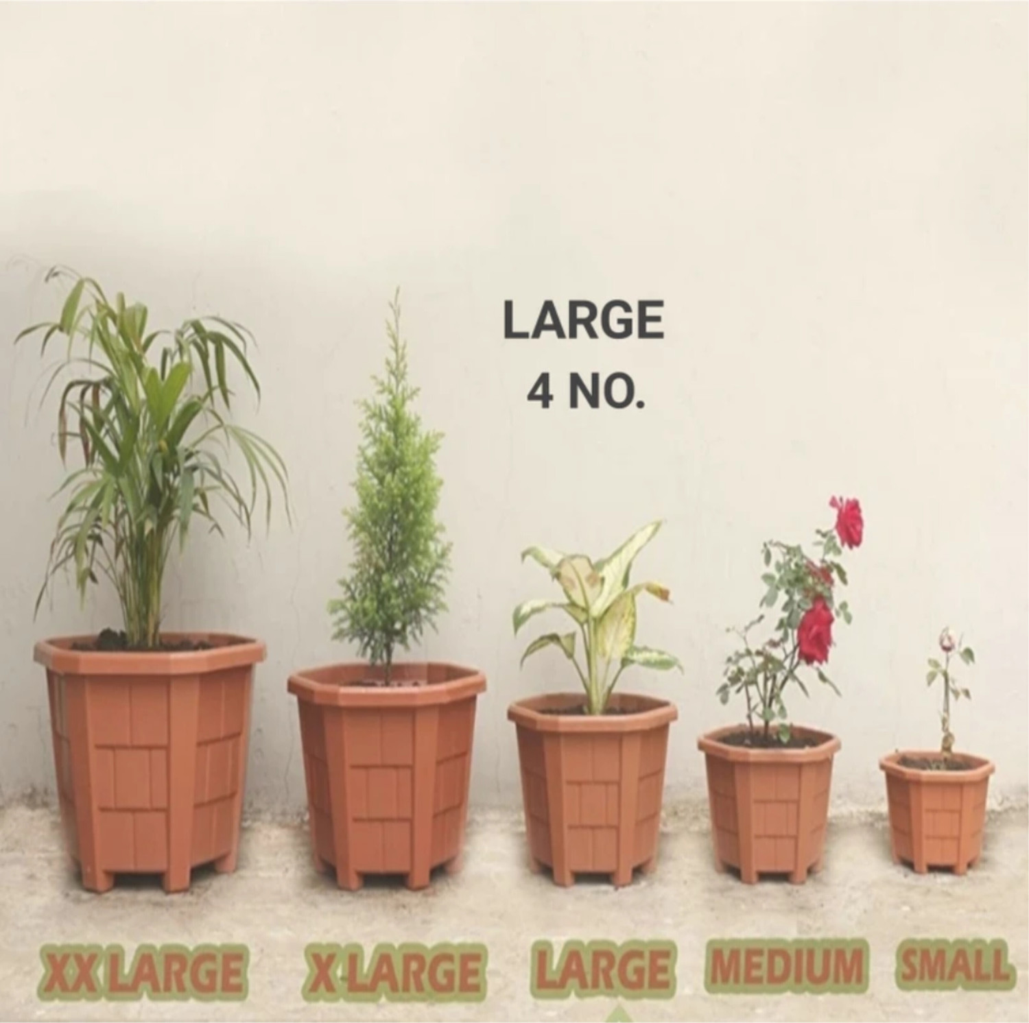 Image of Plastichouse Flower Pot 8 cm Height Hexagonal Garden Plastic Plant Container Brown(Pack of 6) Plant Container Set