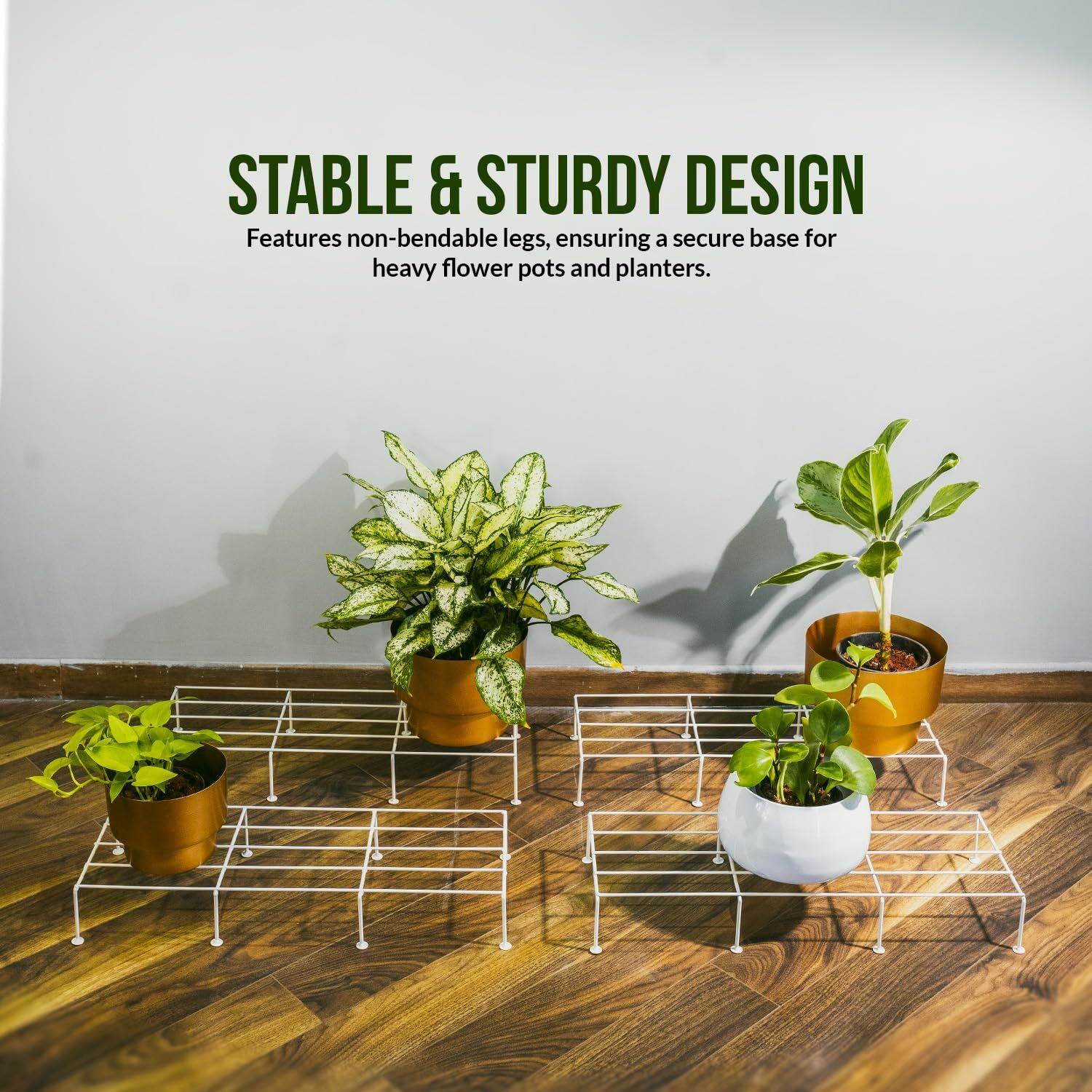 Image of Manlu Iron Indoor /Outdoor Flower Pot /Plant Stand for Home Garden Balcony Living Room Plant Container Set