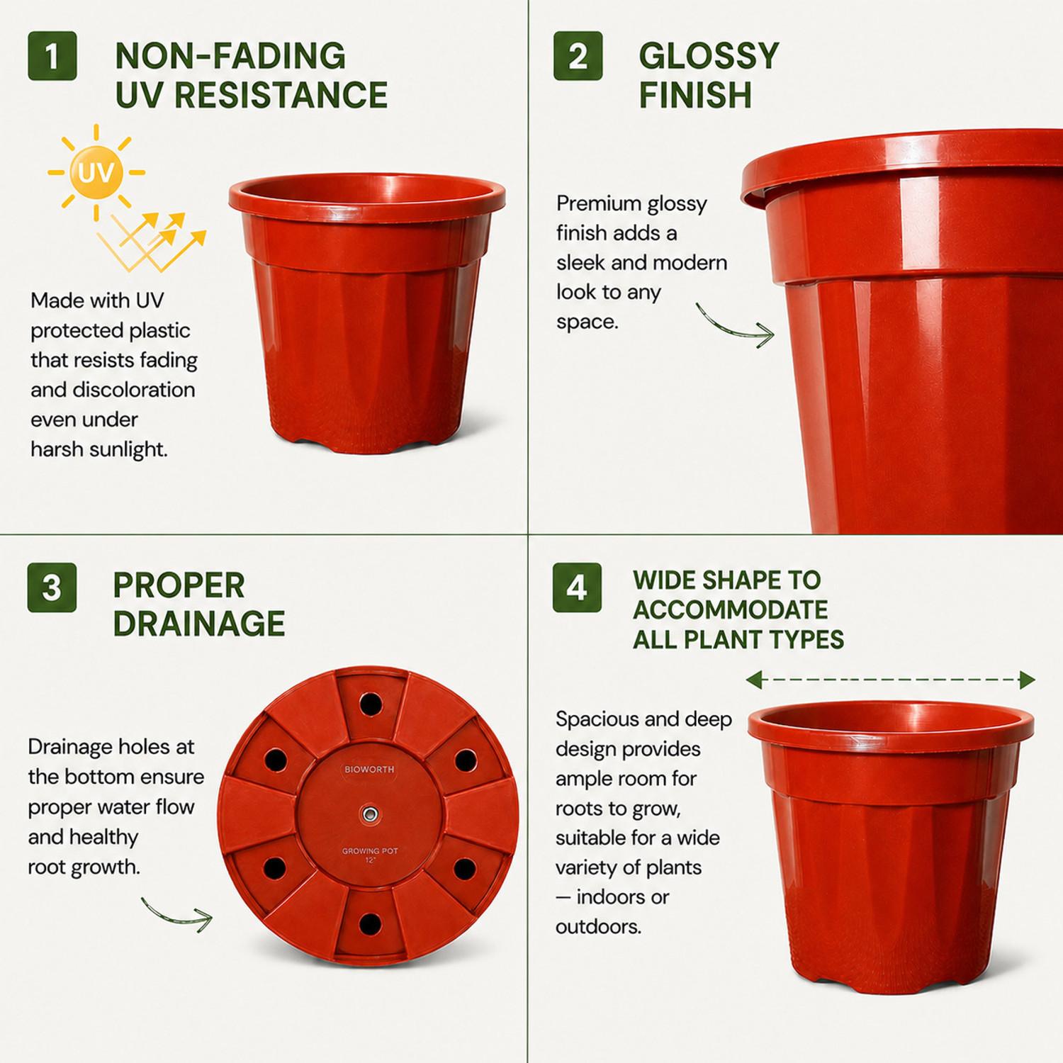 Image of Bioworth Growing pot | 12 inch | TERRACOTTA colour | Indoor and Outdoor use Plant Container Set