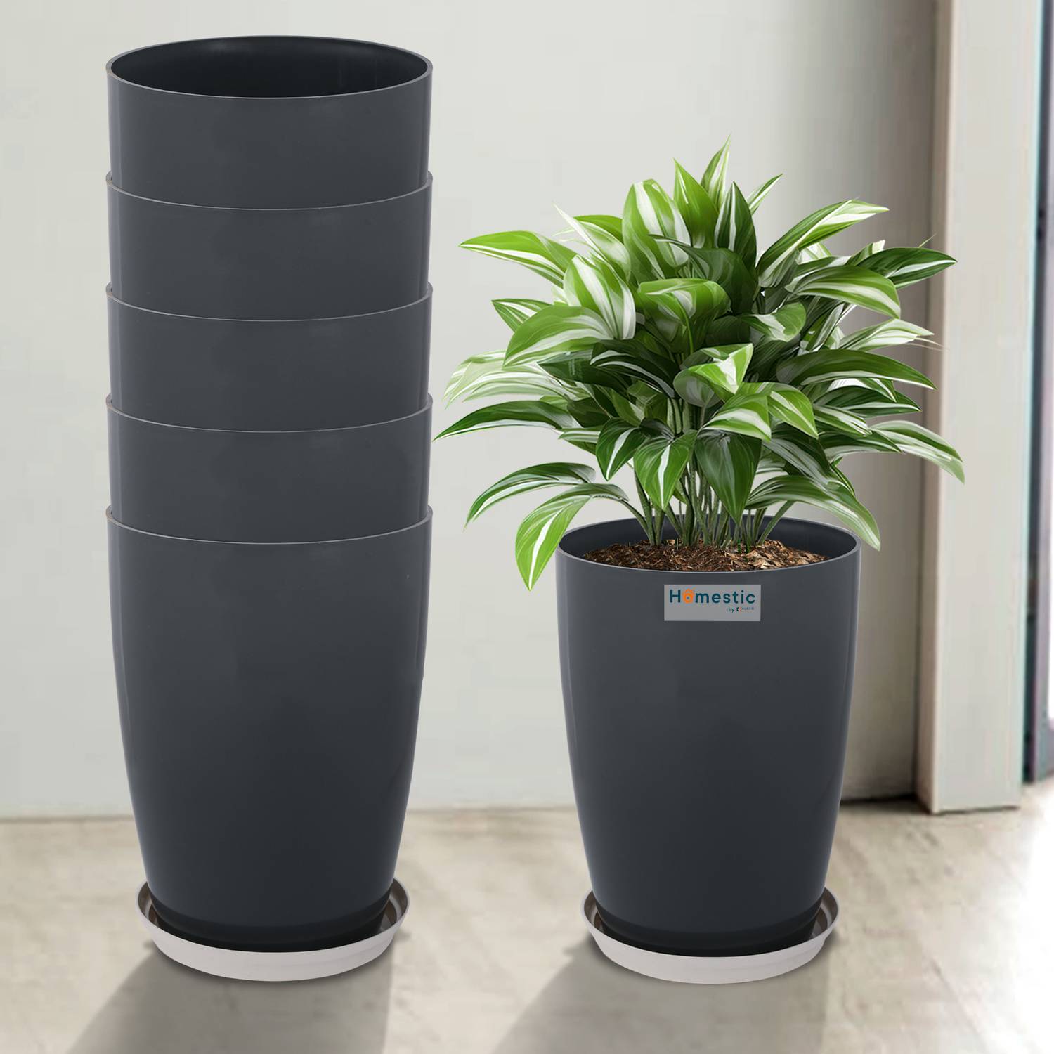 はる(3ポット） HOMESTIC by Kuber Industries Pack of 3 Plain Tower 14 Inch Flower