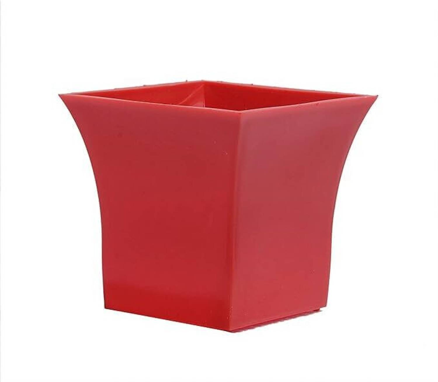 Bluevista Uber 8" Red Decorative Plastic Square Planters Pot for Terrace & Garden Beauty Plant Container Set