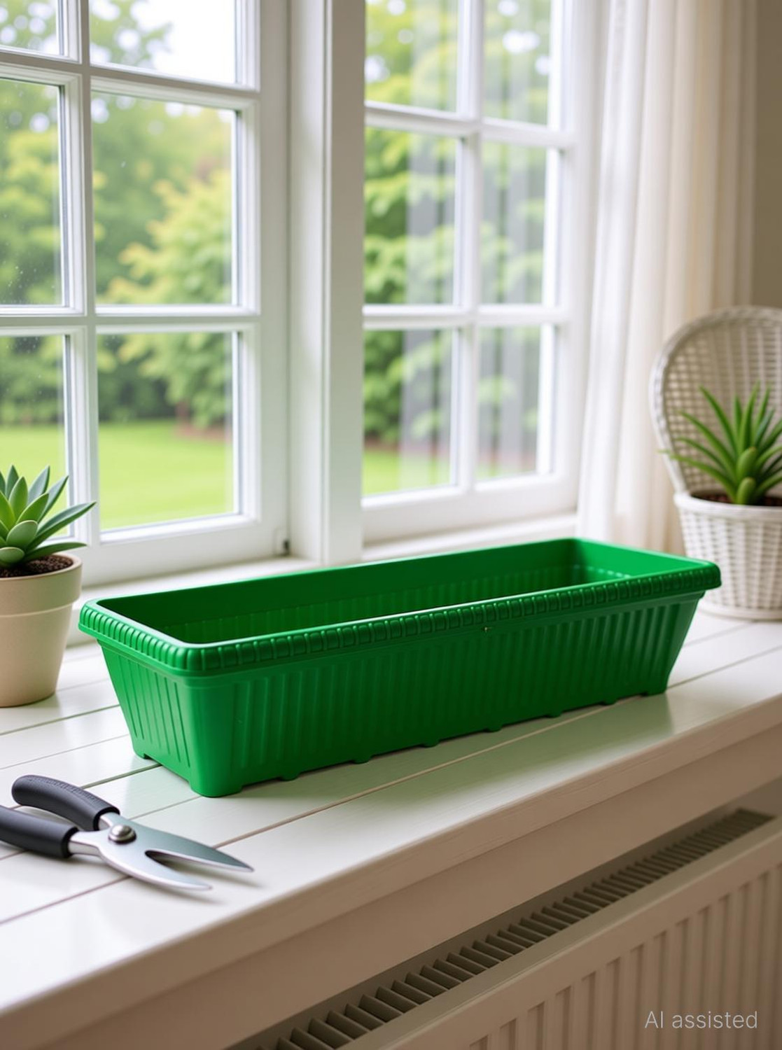 mastBus 3Pcs Green Without Tray 25'' Gardenia Pots Plant Container Set