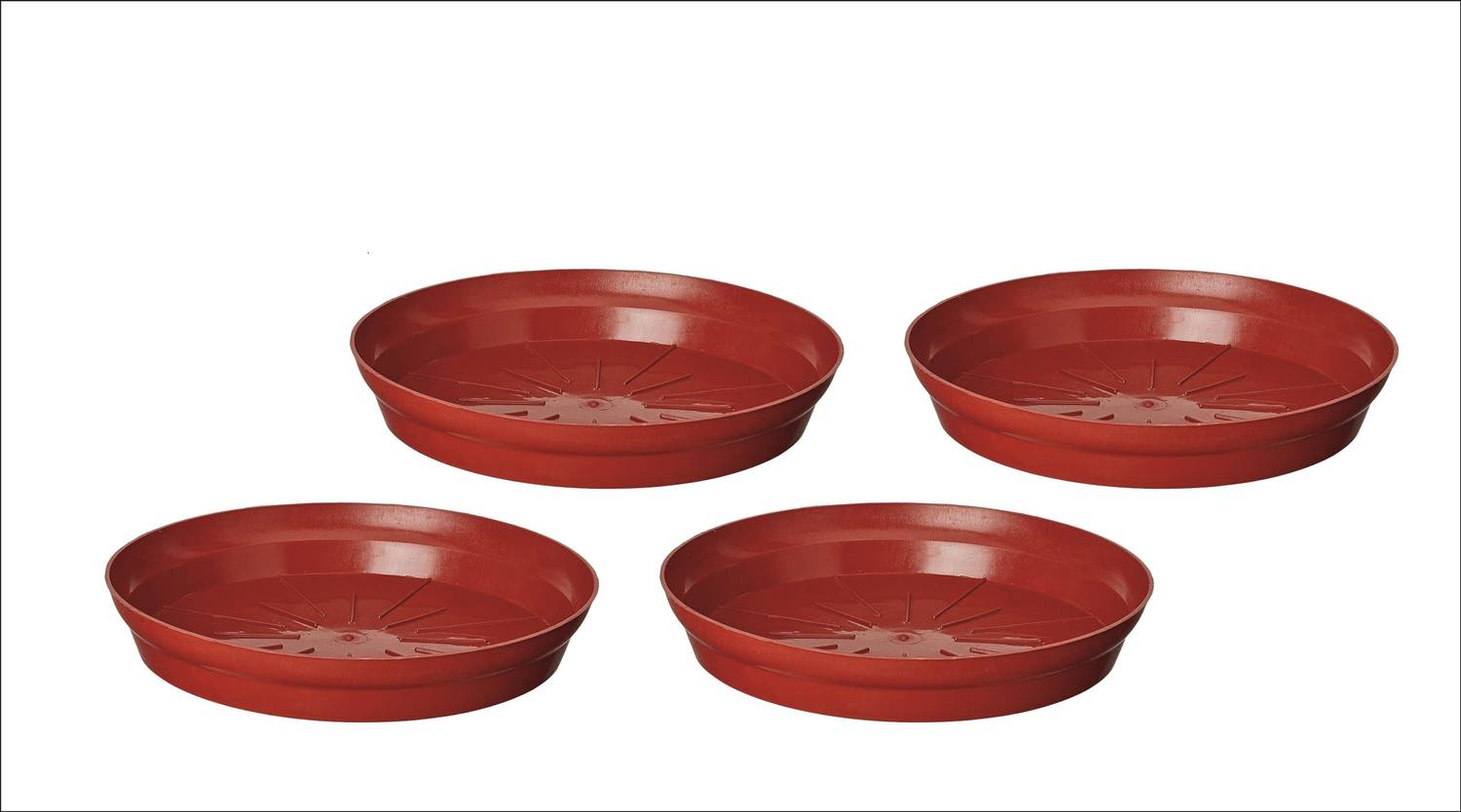 Asian Aura Heavy Duty Plastic Plant Pot Bottom Tray | Flower Pot Tray & Saucer | Pack of 4 Plant Container Set