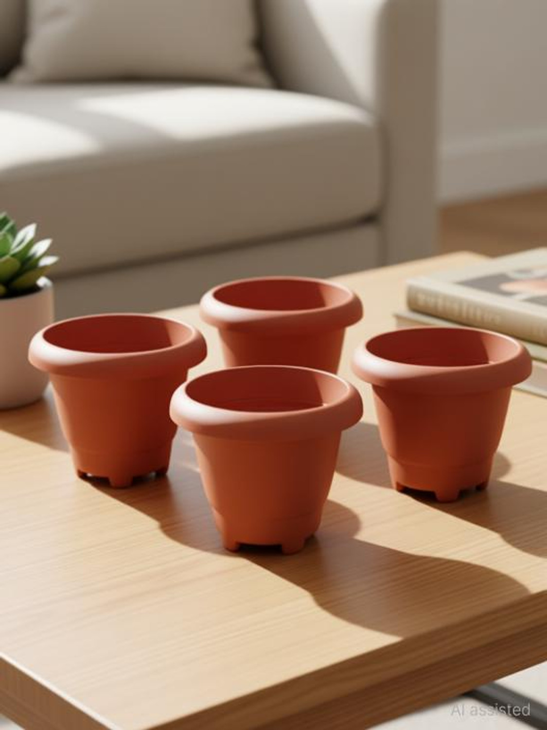 Image of VirajSanchi 8 inch 6 Pics leg Brown Plant Pot Plastic Vase