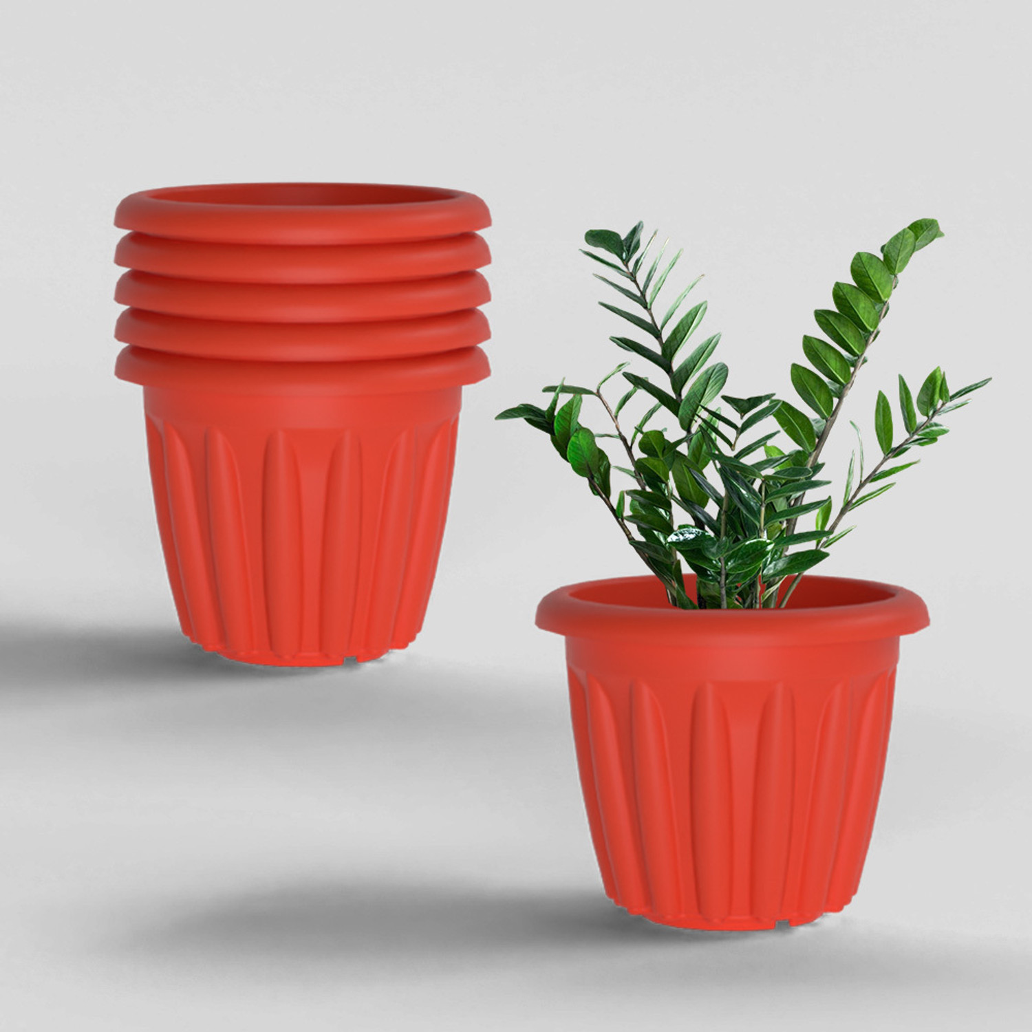 Image of Yuccabe Italia SHERA Floot 10 Inch Plastic Flower Pot Set | Planter for Home Garden & Balcony Plant Container Set