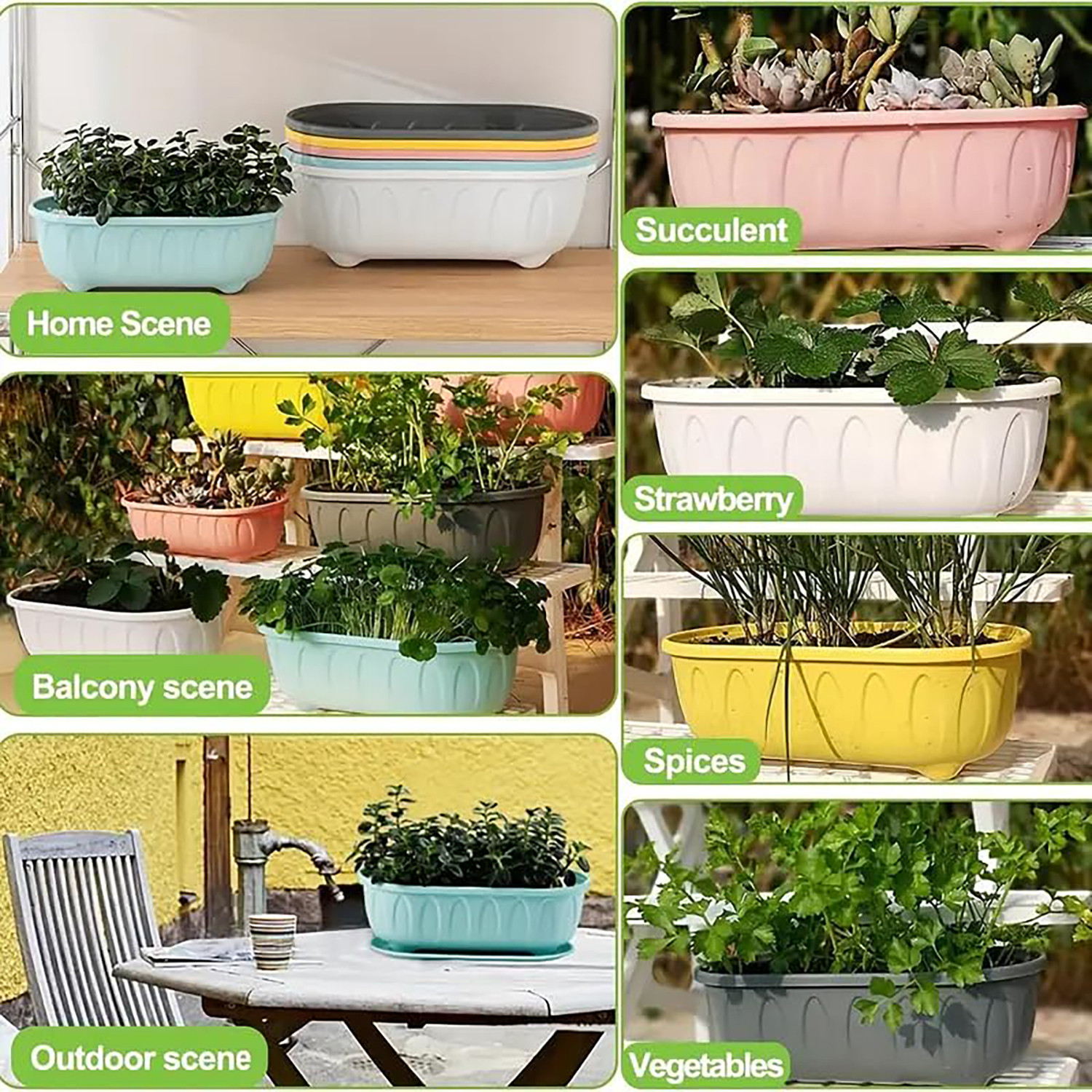 Image of Stylex Store MultiColor Durable Outdoor Indoor Planters with Tray Plant Container Set