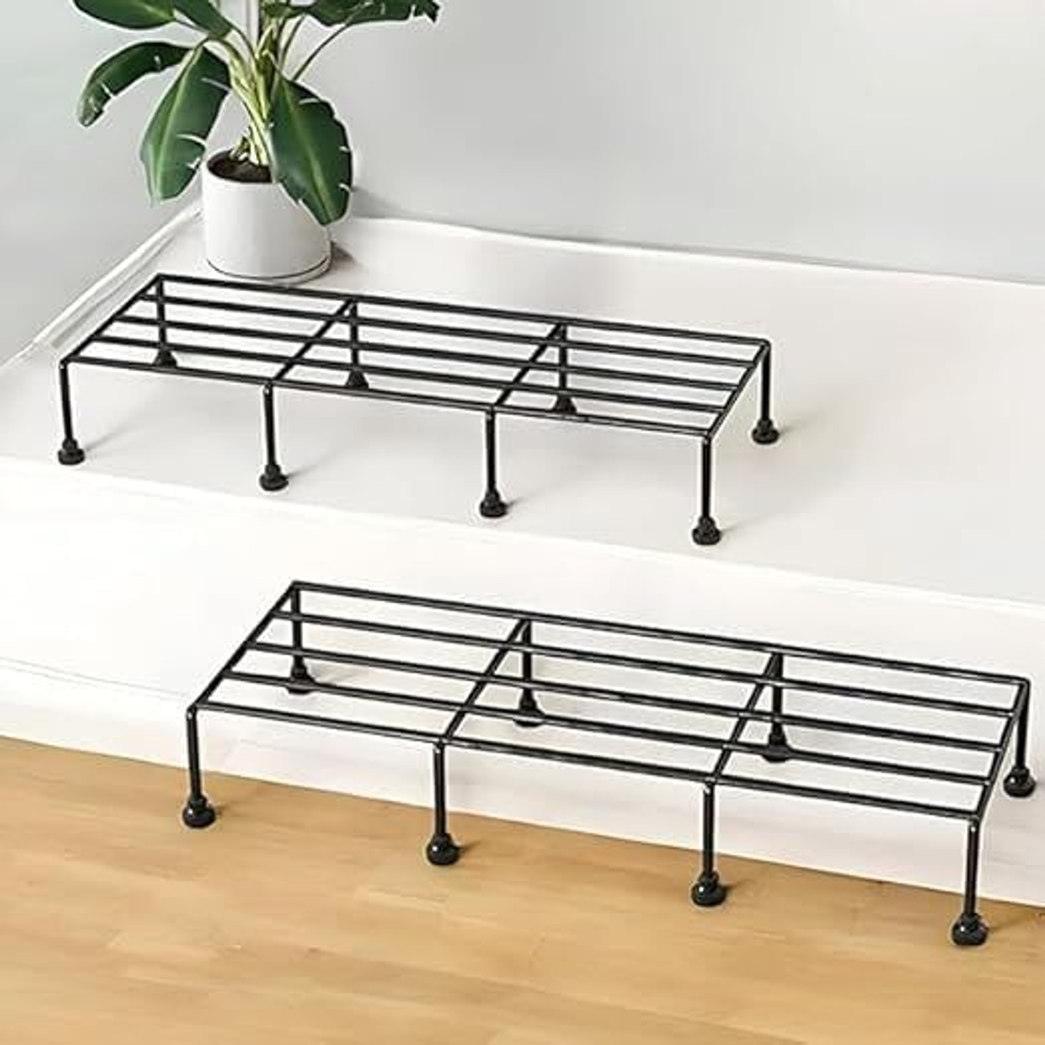 Image of neweradesigns Iron Indoor /Outdoor Flower Pot /Plant Stand for Home Garden Balcony Living Room Plant Container Set