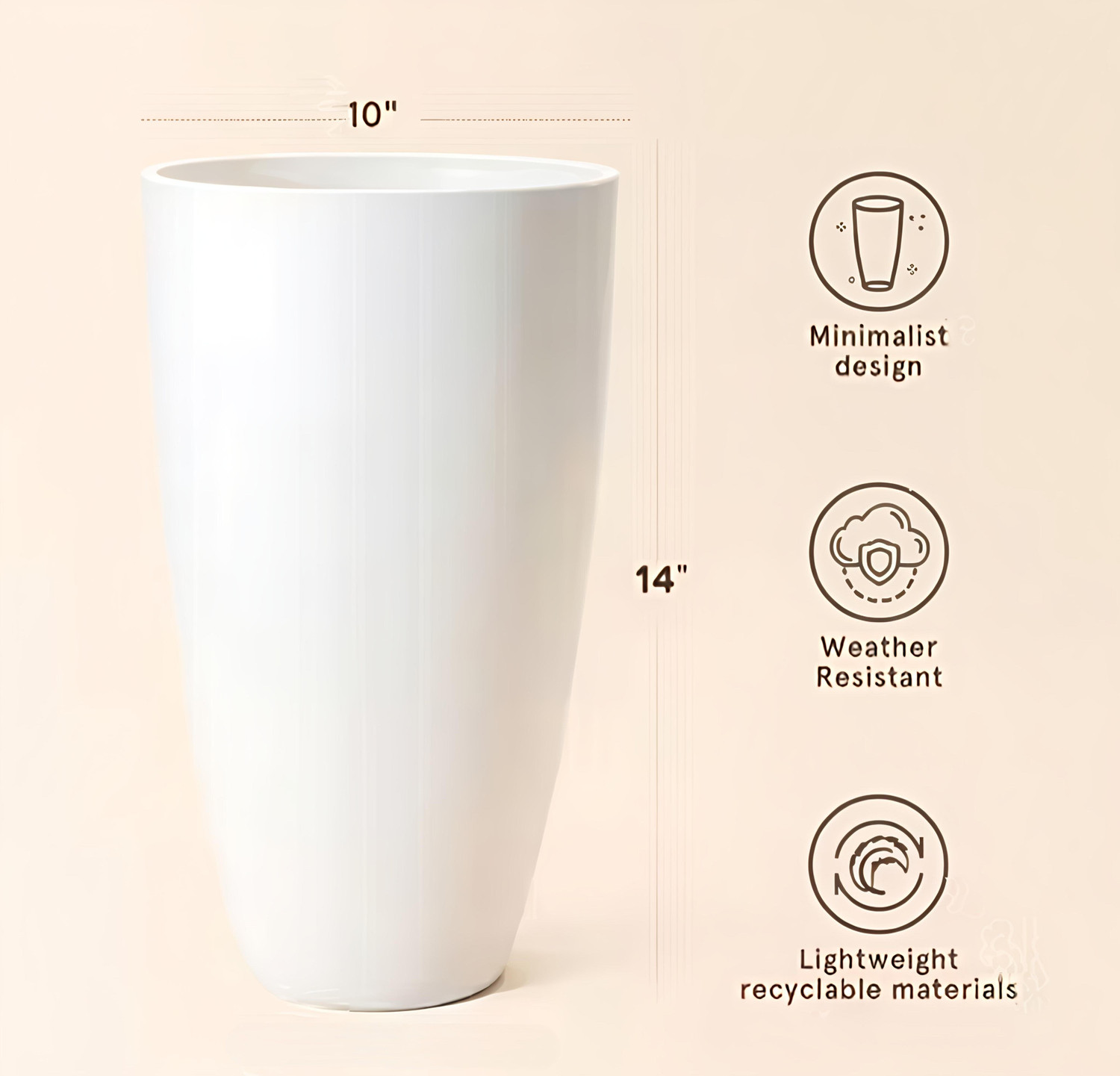 Image of PlantiQue Plastic Tower Pot 14 inch Flower Pots for Home, Office and Garden Balcony Plant Container Set
