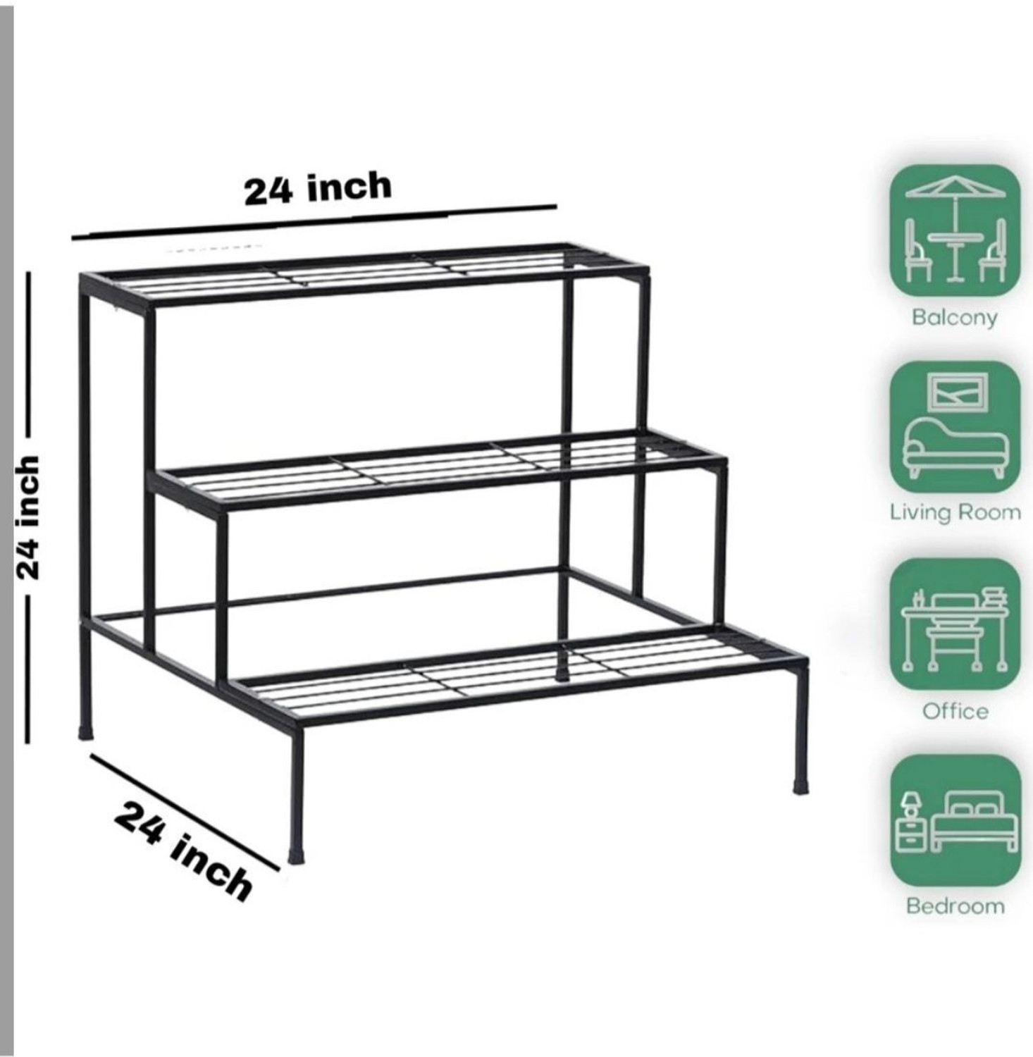 Image of ABC 3-Tier Metal Plant Stand for Indoor & Outdoor Use (Multi-Pot Flower Rack) Plant Container Set