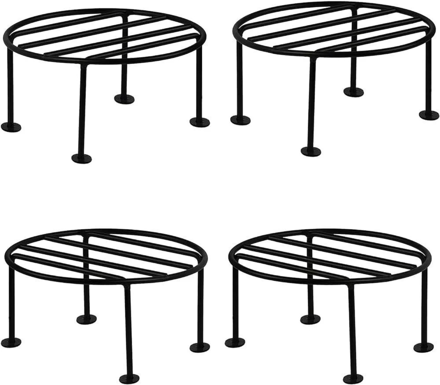 Image of iSTAR Anti Rust Flower Pot Stand for Indoor & Outdoor, Gamla Stand, Flower Pot Holder Plant Container Set (Pack of 4, Metal)