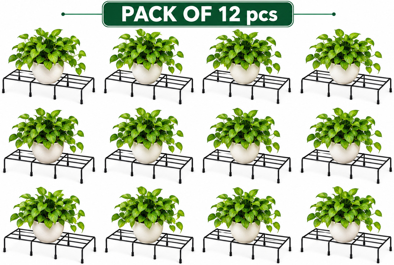 Image of JNCRAFTS Iron Indoor /Outdoor Flower Pot /Plant Stand for Home Garden Balcony Living Room Plant Container Set