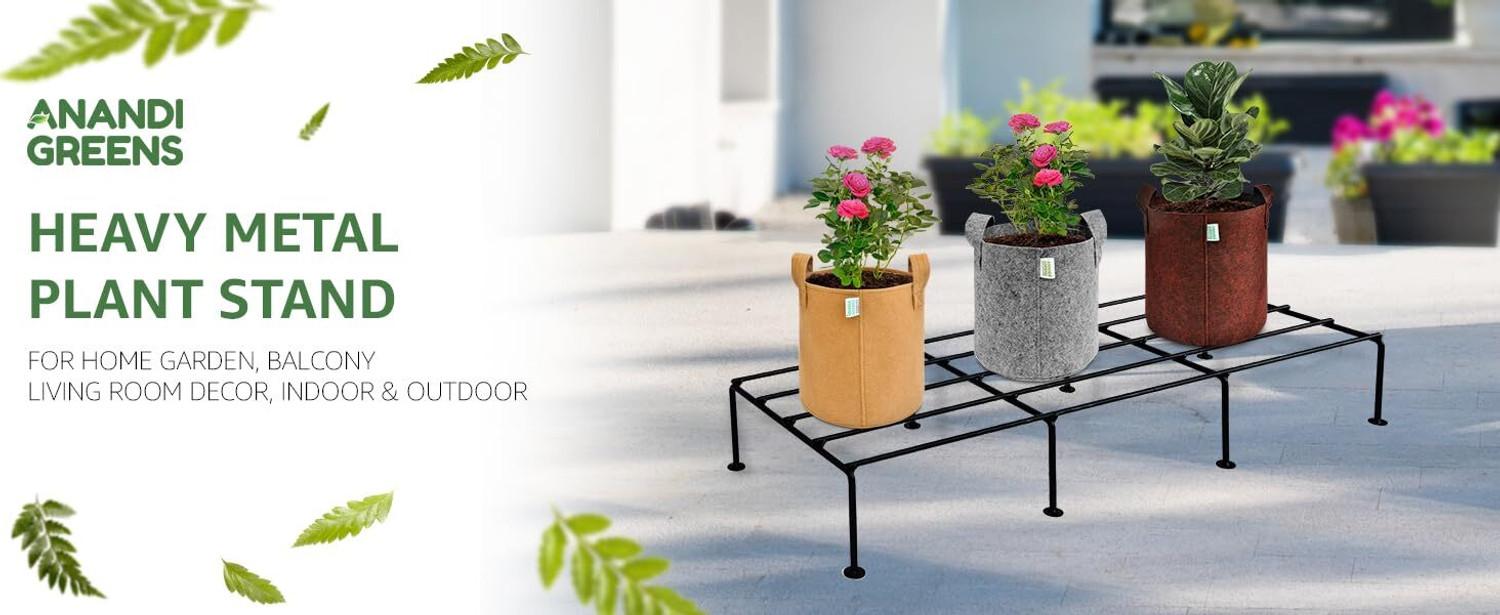 Image of Abhi Creation Iron Indoor /Outdoor Flower Pot /Plant Stand for Home Garden Balcony Living Room Plant Container Set