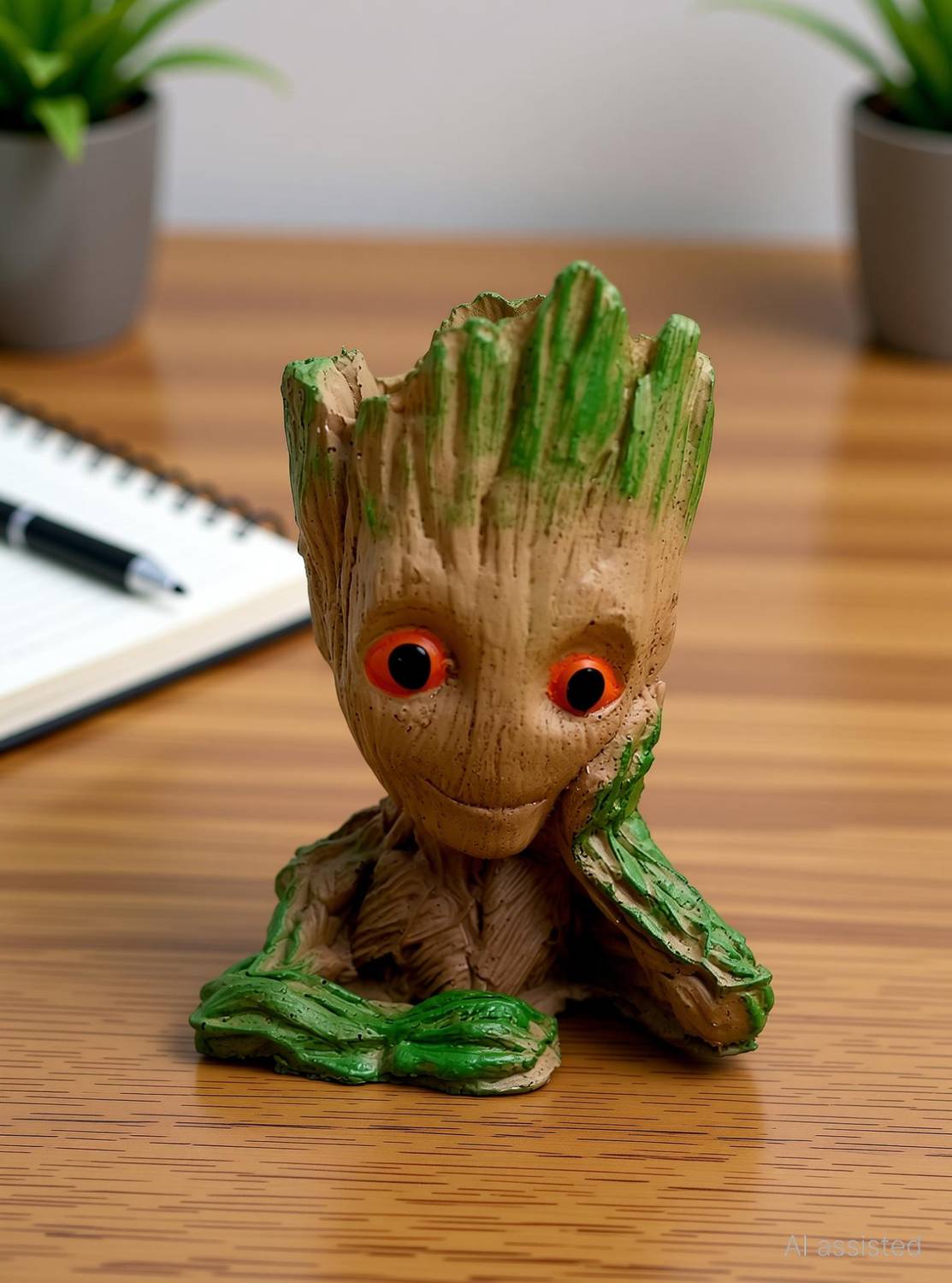 Aakriti Groot Flowerpot Super Cute Tree Man Planter Flower Pot with Drainage Hole Pencil Pen Holder Ornament for Festive and Birthday Gift Plant Container Set