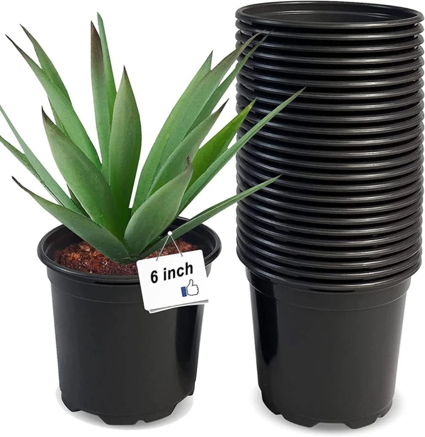 Image of Gardeningwala 6 inch black nursery flower pots set of 10 Plant Container Set
