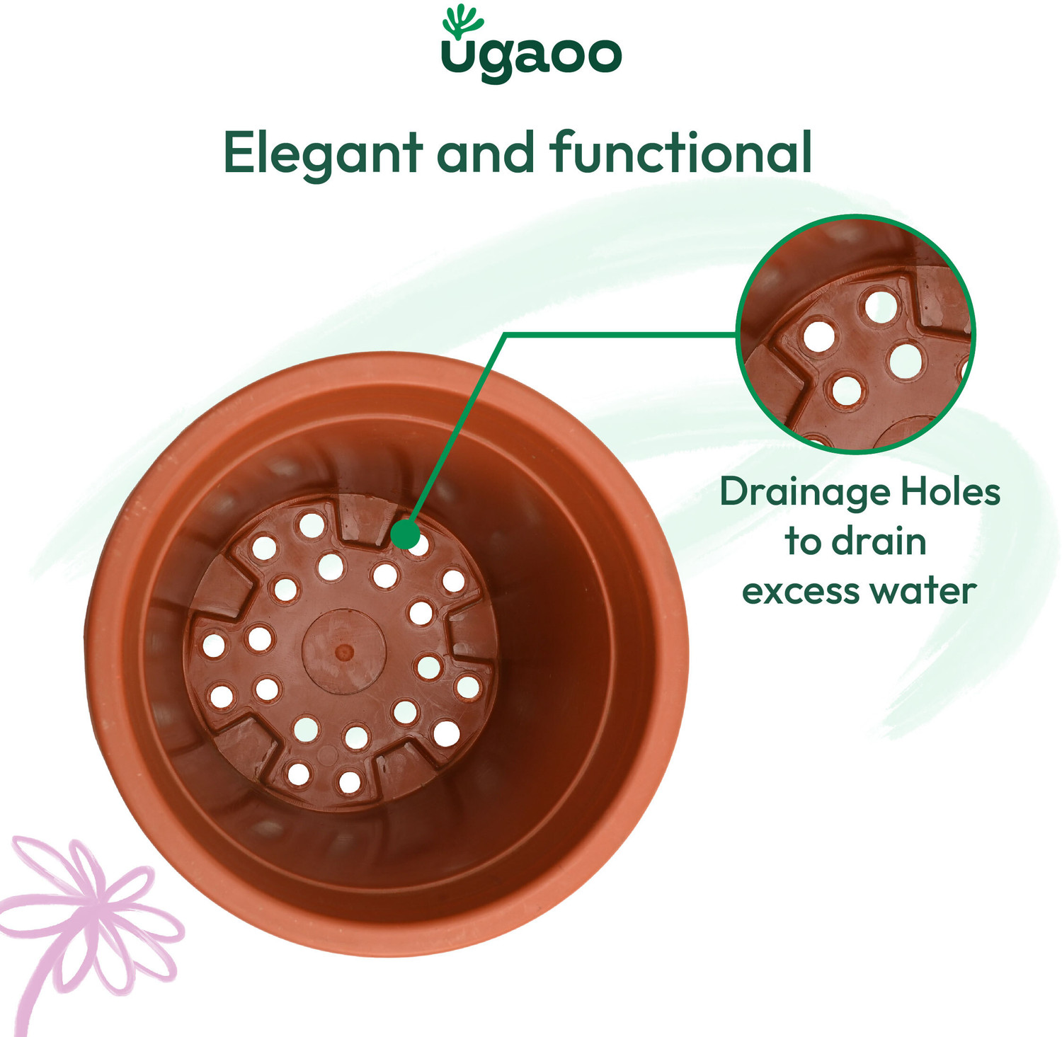 Image of UGAOO UV Treated Gardening Pots for Indoor & Outdoor Plants (8 inch Set of 6) Plant Container Set