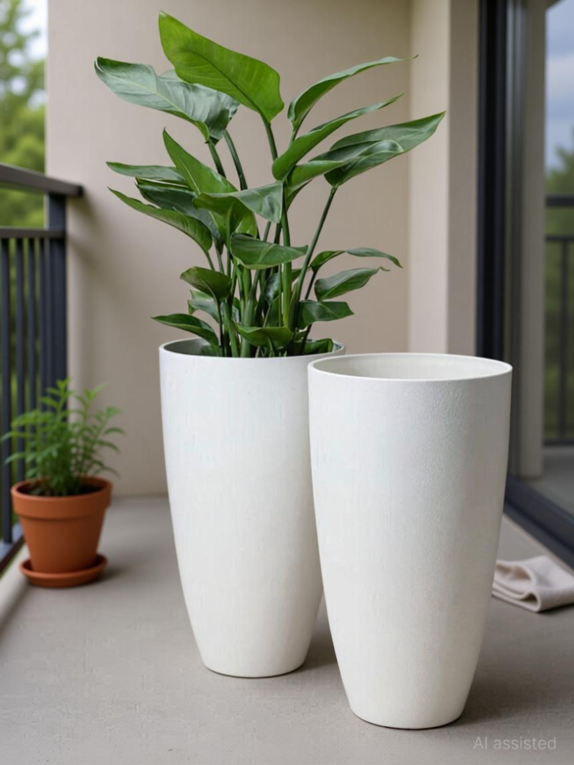 Image of PlantiQue Tower Pot 14 inch Flower Pots for Home,Office & Garden Balcony Plant Container Set