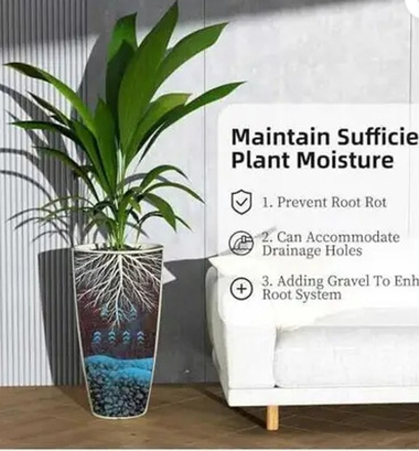 Image of fantabo White marble 2 pcs 13 inch pots for Plant Container Set