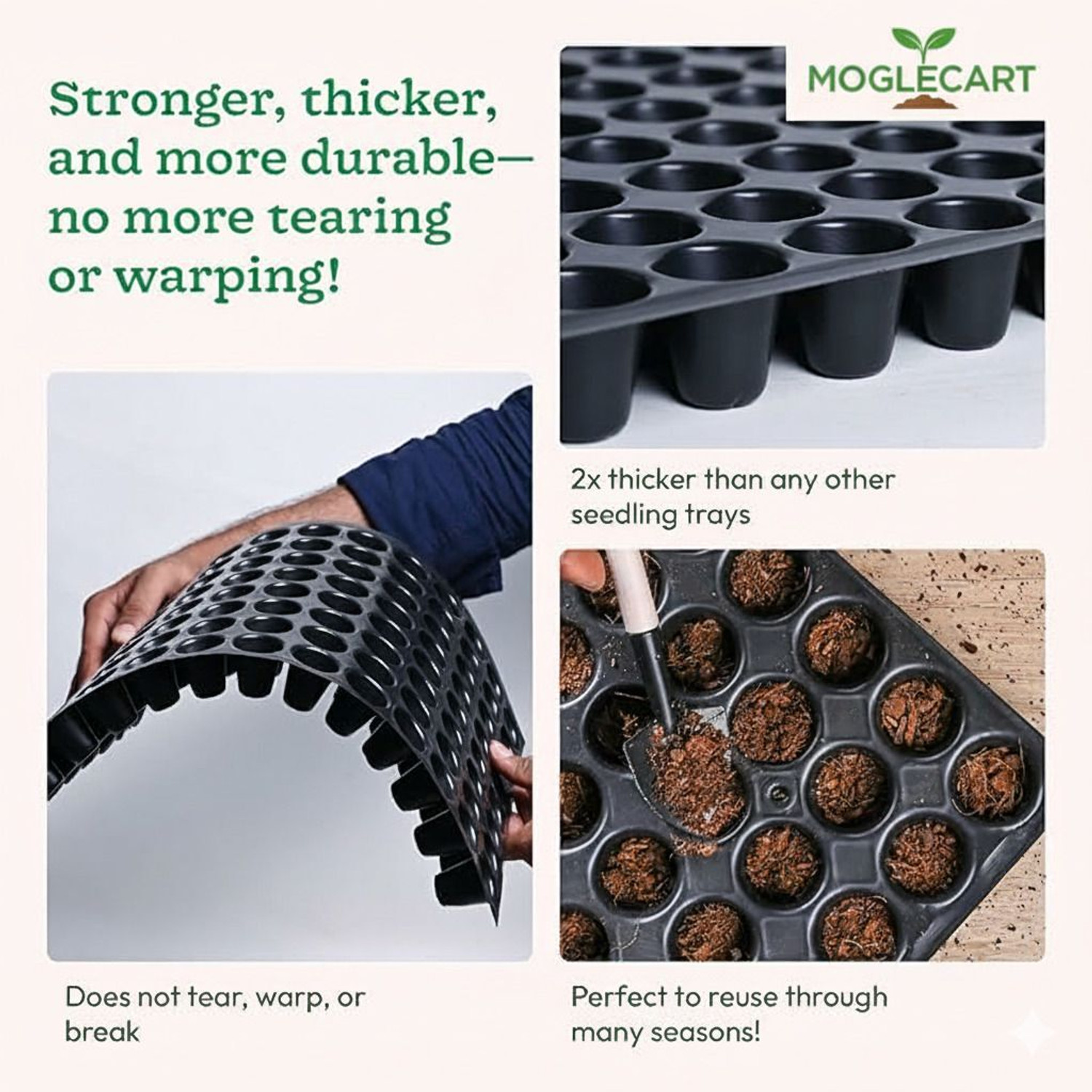 Image of HALSEY Moglecart Seedling Tray 98 Cells Pack of 101 - Perfect for Vegetables & Flowers Plant Container Set