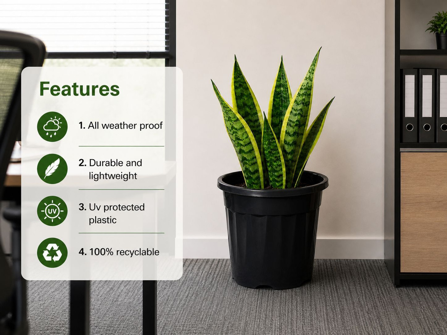 Image of Bioworth Growing pot | 12 inch | Black colour | Indoor and Outdoor use Plant Container Set