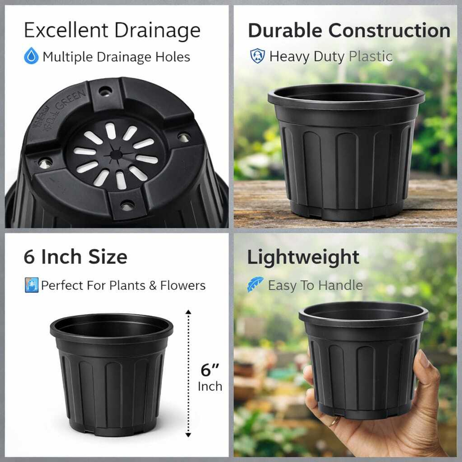 Image of simhraj NURSURY POT, 6 INCH FLOWER POT PLASTIC POT , Plant Container Set