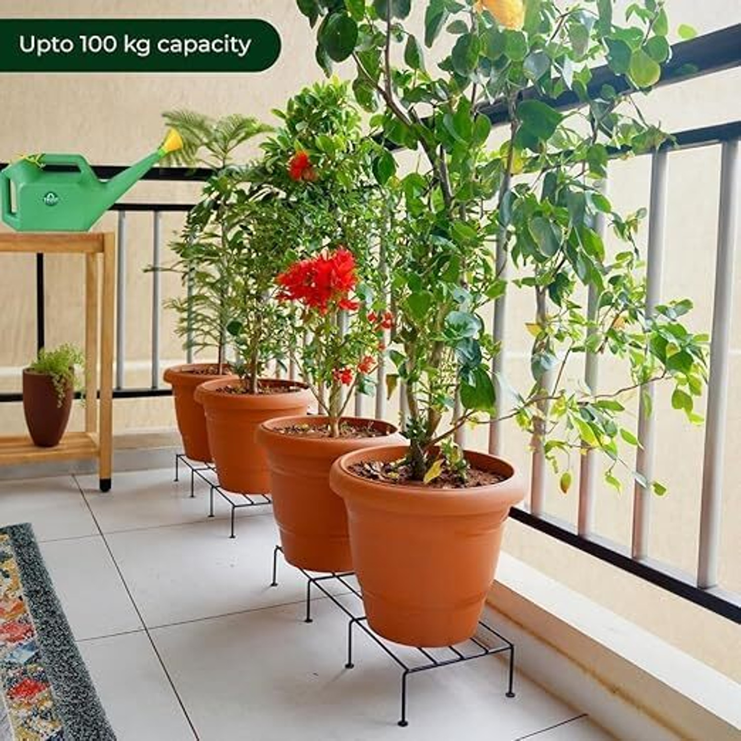 Image of Manlu Iron Indoor /Outdoor Flower Pot /Plant Stand for Home Garden Balcony Living Room Plant Container Set