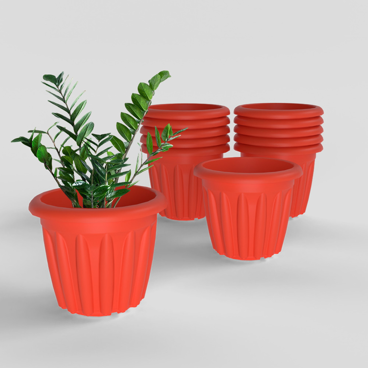 Image of Yuccabe Italia SHERA Floot 10 Inch Plastic Flower Pot Set | Planter for Home Garden & Balcony Plant Container Set