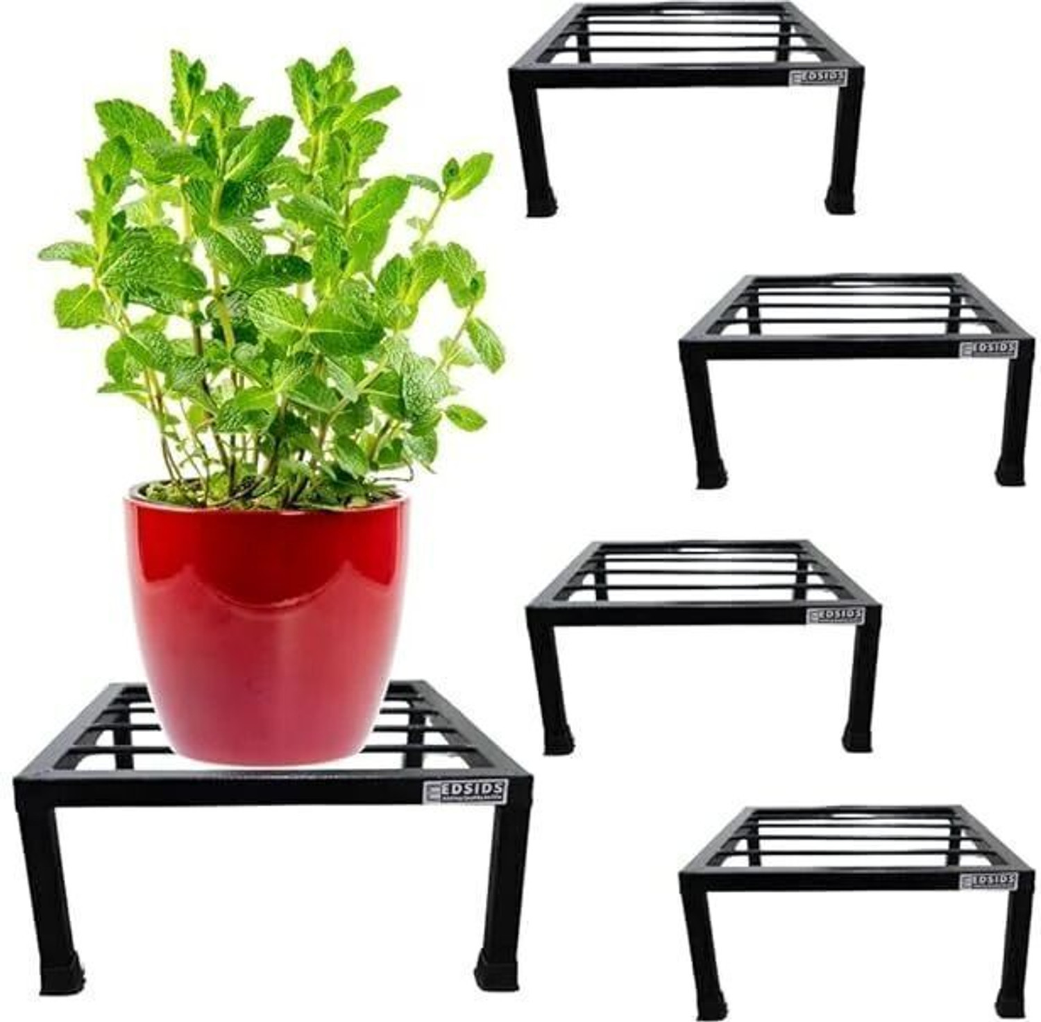 creativecraft Metal Plant Stand | Heavy Duty Flower Pot Gamla Stand for Balcony Indoor Outdoor Plant Container Set