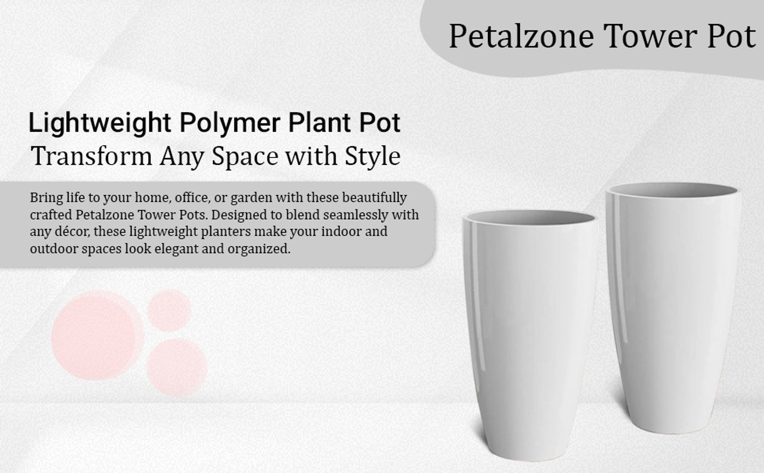 Image of Gamla Factory HOUSEWARE CLASSICAL Plastic Tower Pot 8.5 inch White Color Flower Pot Plant Pots Plant Container Set